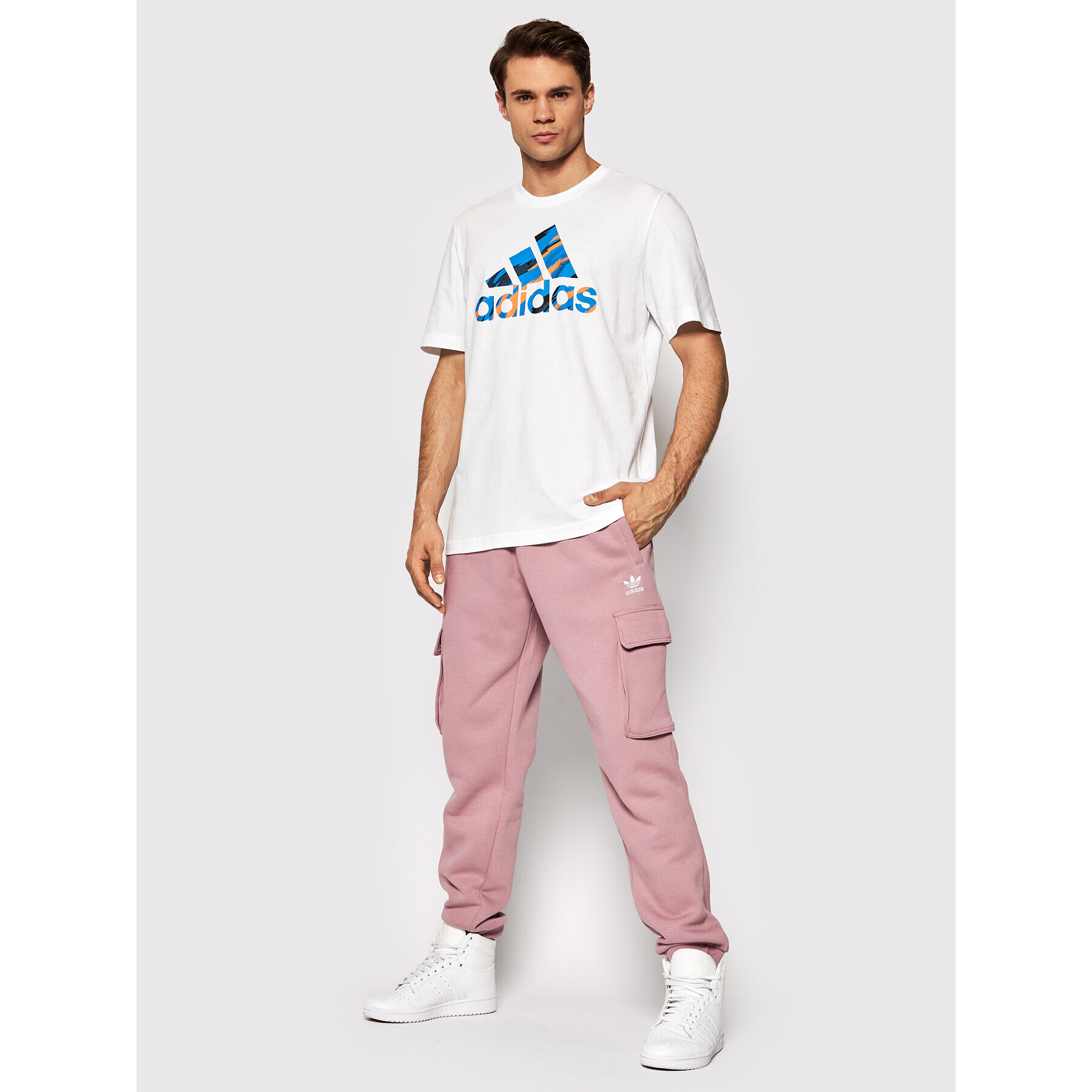 adidas Teplákové kalhoty adicolor Essentials Trefoil Cargo HE6988 Růžová Slim Fit - Pepit.cz