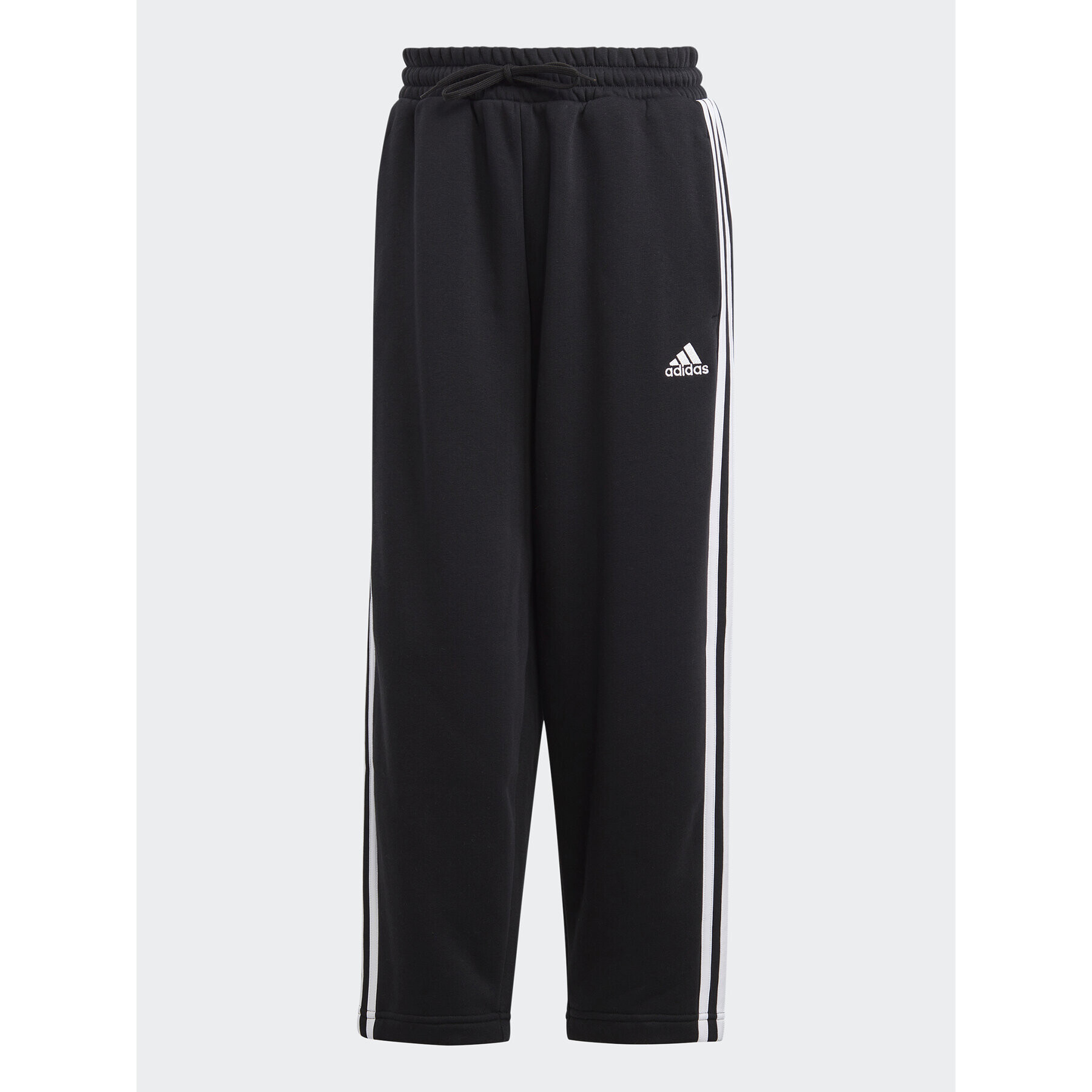 adidas Teplákové kalhoty Essentials 3-Stripes Open Hem Fleece HZ5748 Černá Loose Fit - Pepit.cz