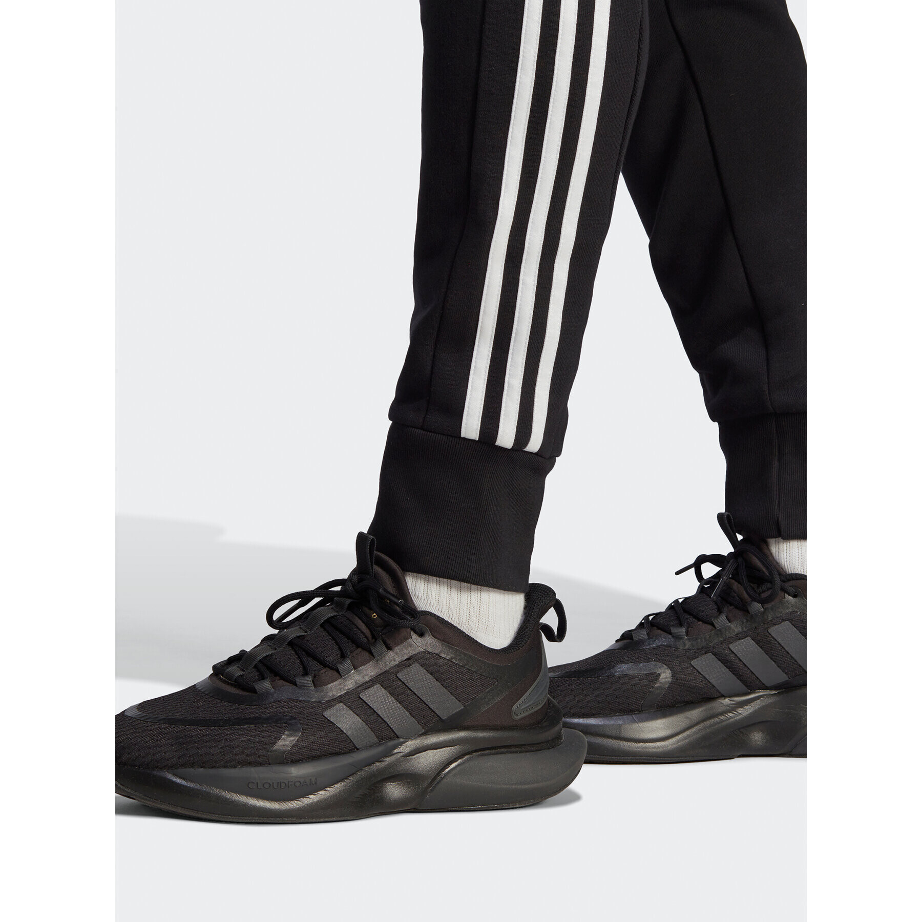 adidas Teplákové kalhoty Essentials French Terry Tapered Cuff 3-Stripes Joggers HA4337 Černá Regular Fit - Pepit.cz