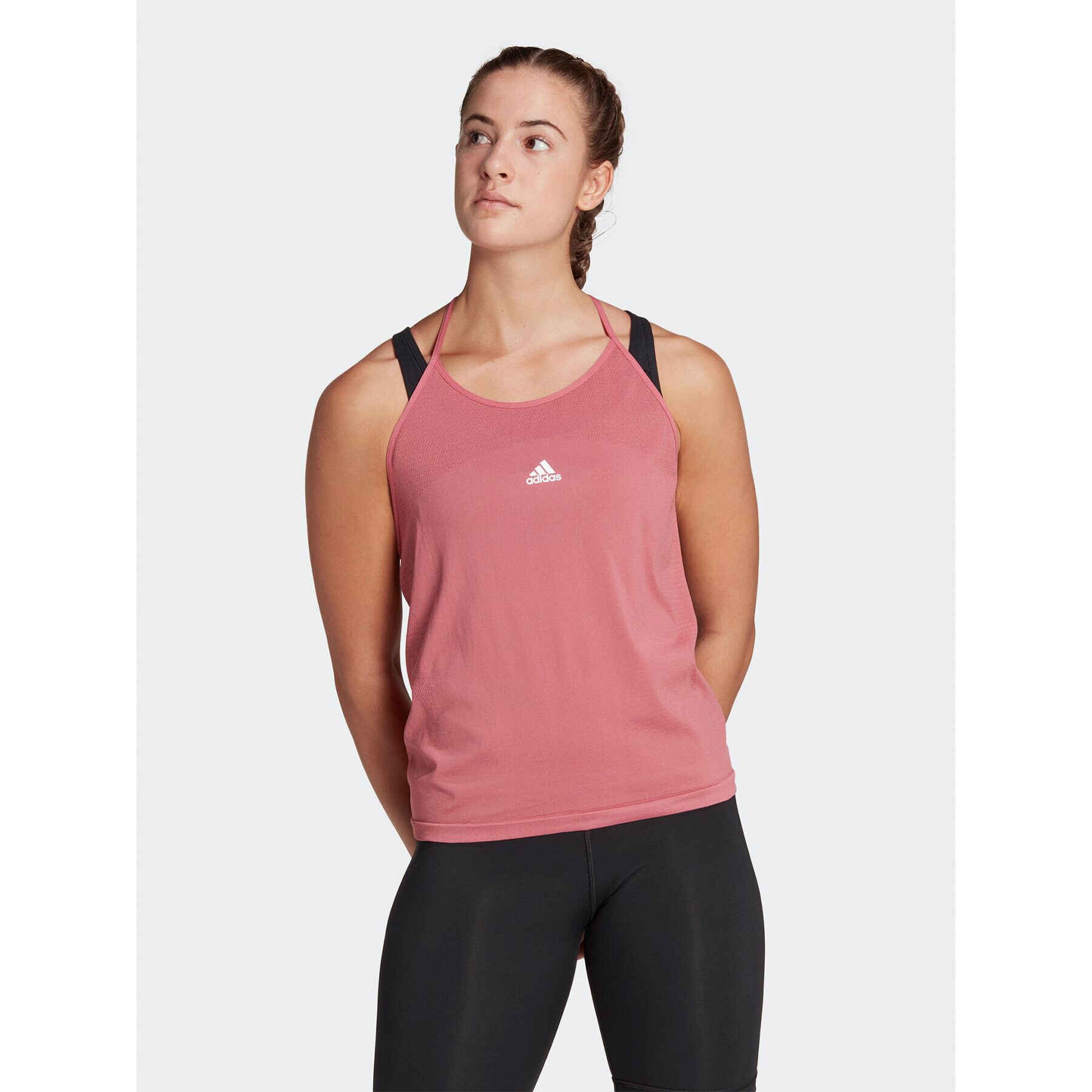 adidas Top AEROKNIT Seamless Loose Tank Top HR7755 Růžová Regular Fit - Pepit.cz