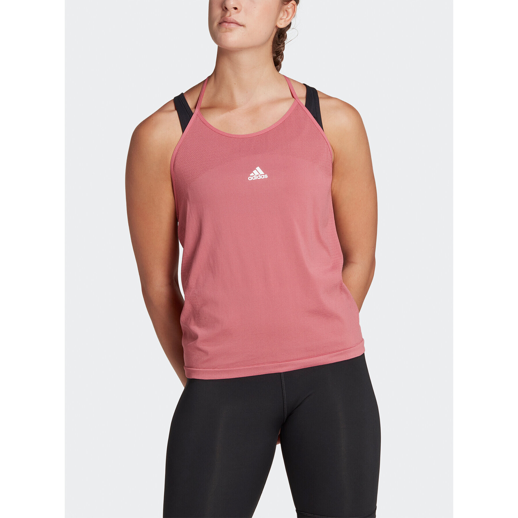 adidas Top AEROKNIT Seamless Loose Tank Top HR7755 Růžová Regular Fit - Pepit.cz