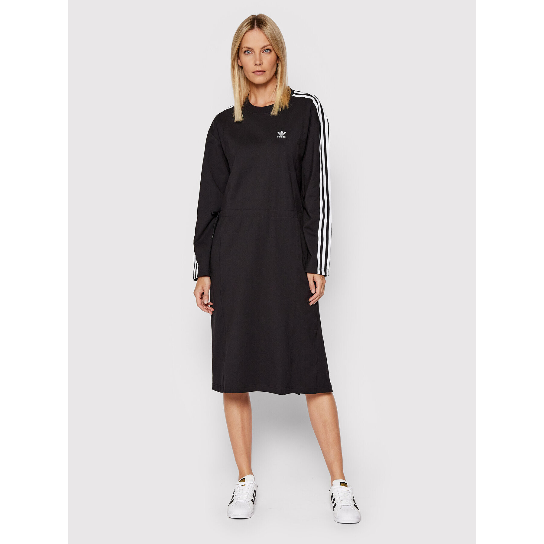 adidas Úpletové šaty adicolor Classics HC2059 Černá Loose Fit - Pepit.cz