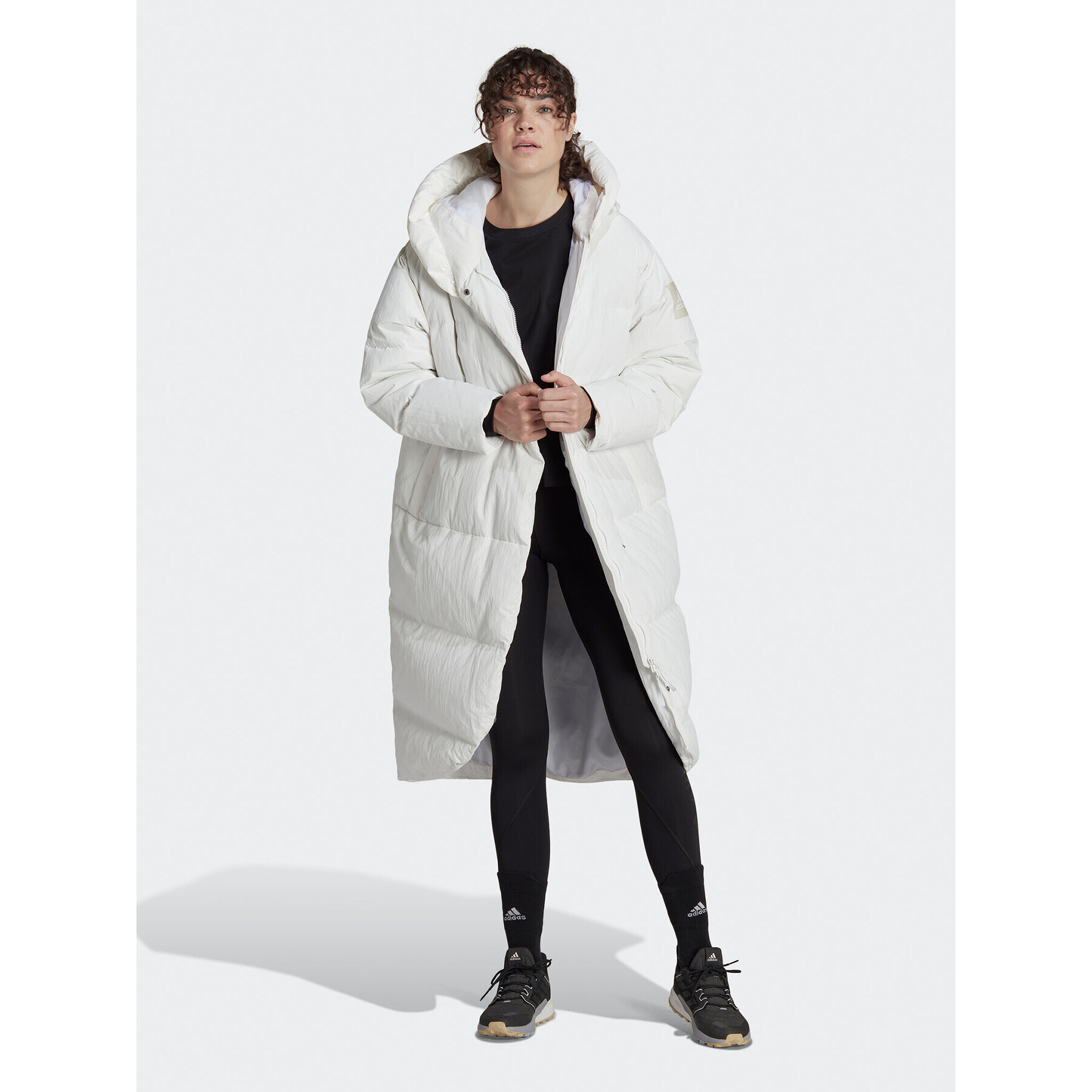 adidas Vatovaná bunda Big Baffle Down Coat HN9939 Bílá Loose Fit - Pepit.cz