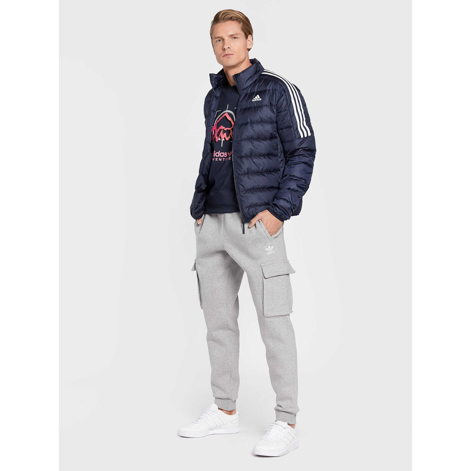 adidas Vatovaná bunda Essenials GH4594 Tmavomodrá Slim Fit - Pepit.cz