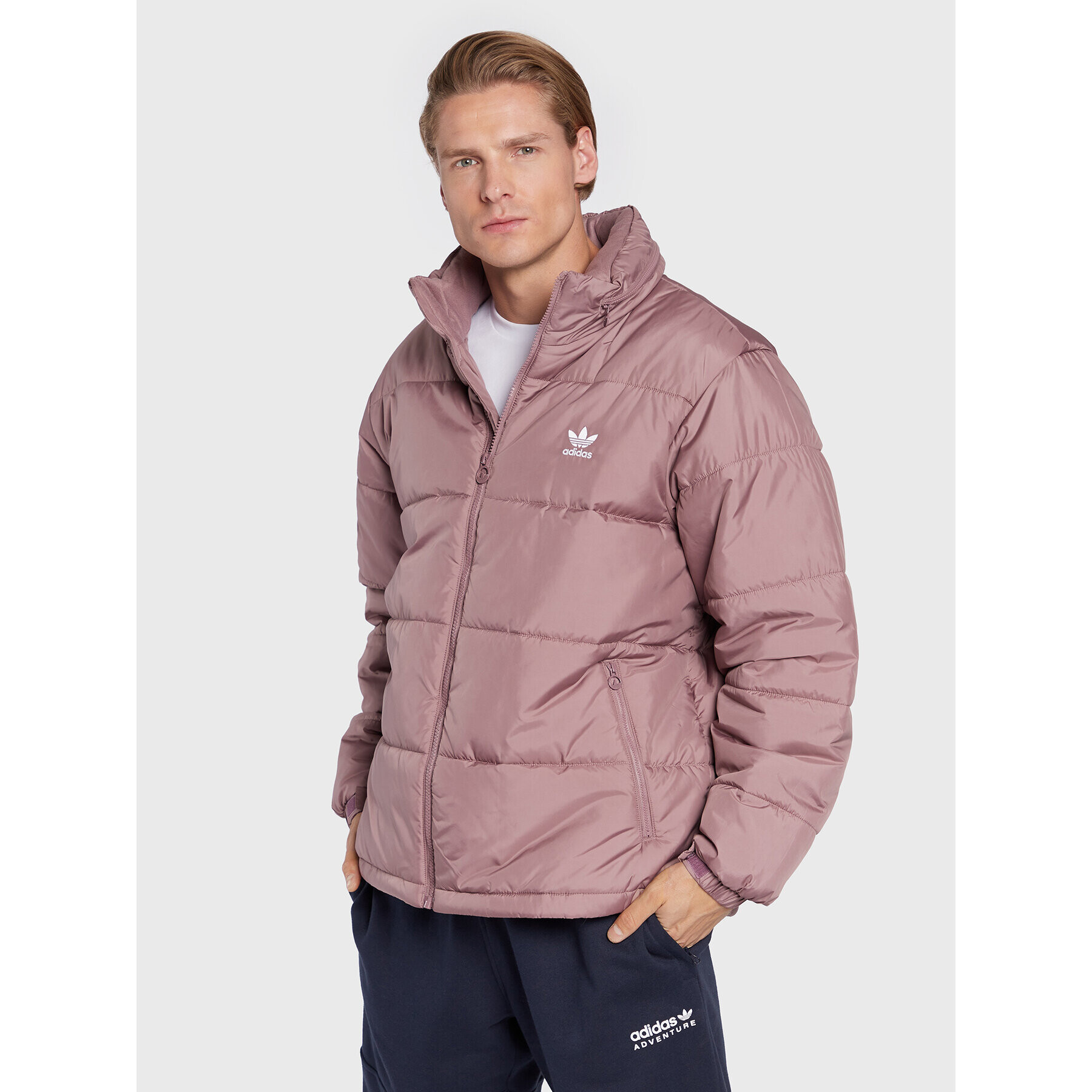 adidas Vatovaná bunda Essentials HL9191 Růžová Relaxed Fit - Pepit.cz