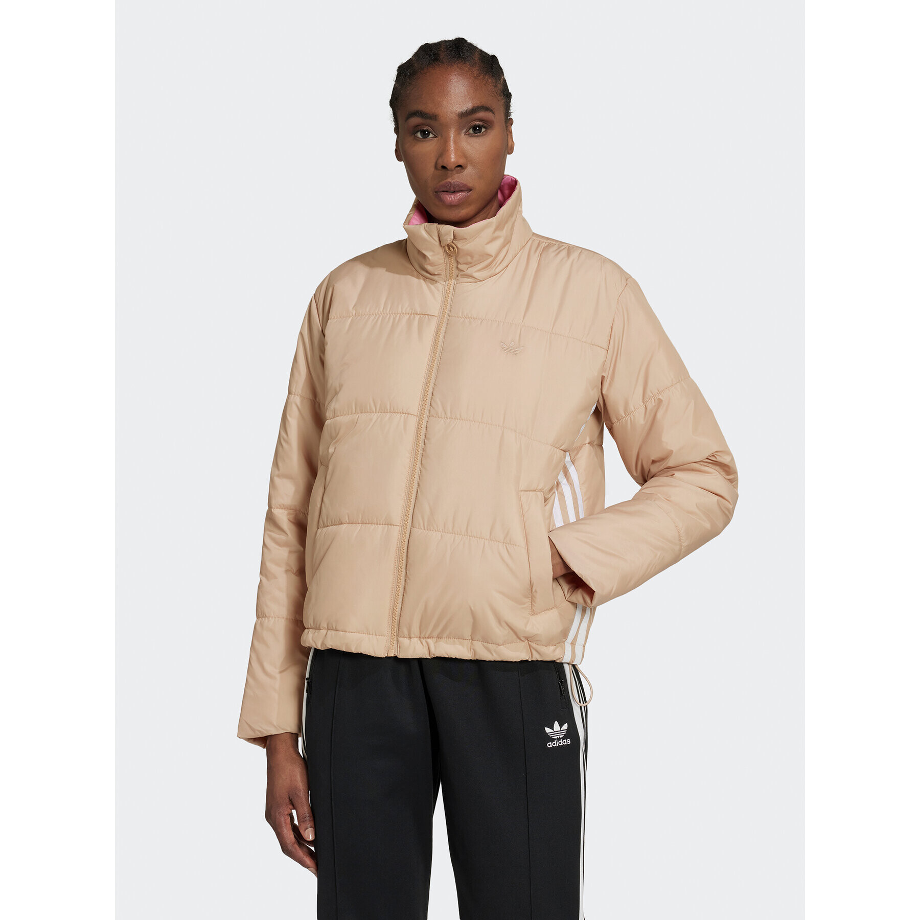 adidas Bunda pro přechodné období Short Puffer Jacket HM2614 Béžová Loose Fit - Pepit.cz