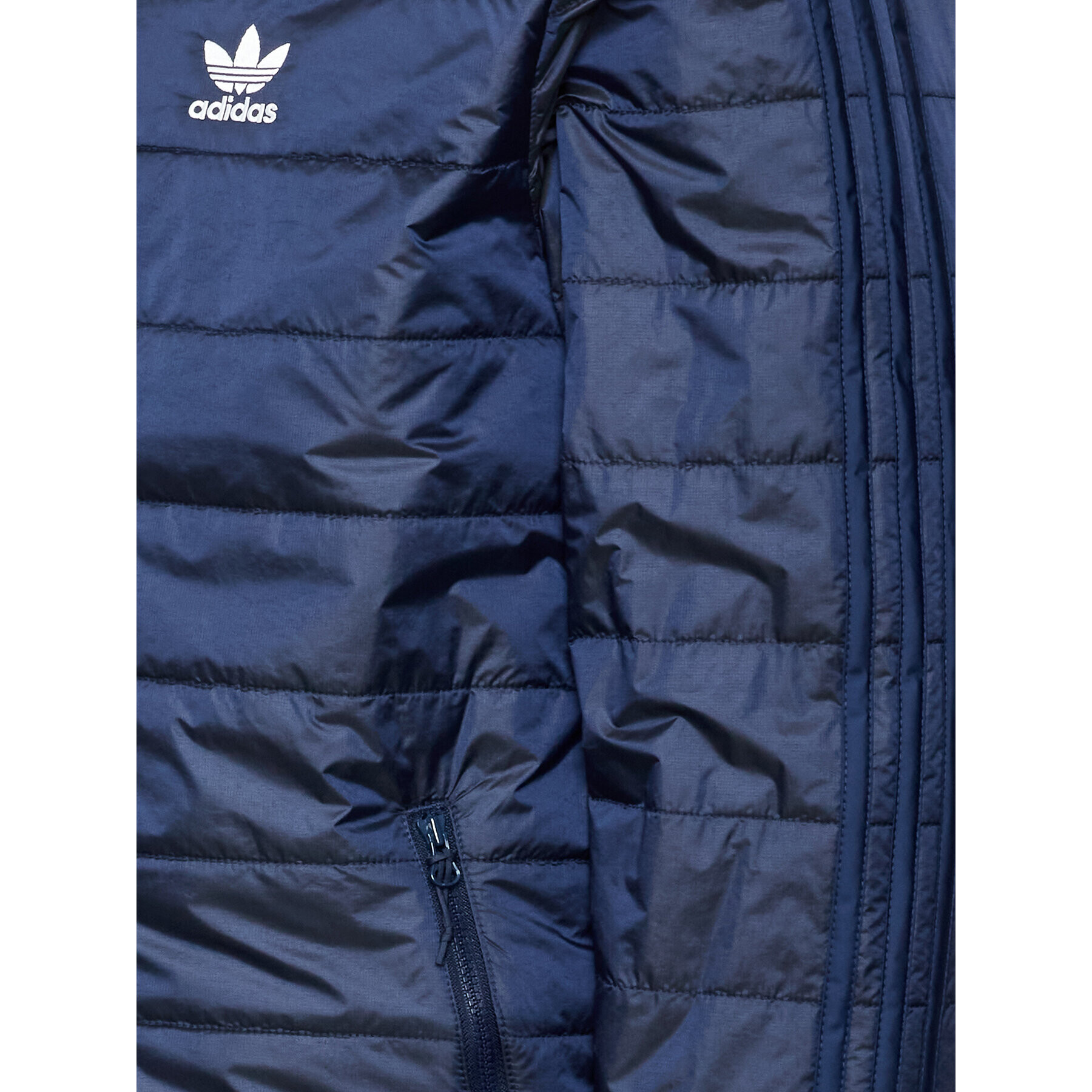 adidas Bunda pro přechodné období Padded Hooded Puffer Jacket HL9210 Modrá Regular Fit - Pepit.cz