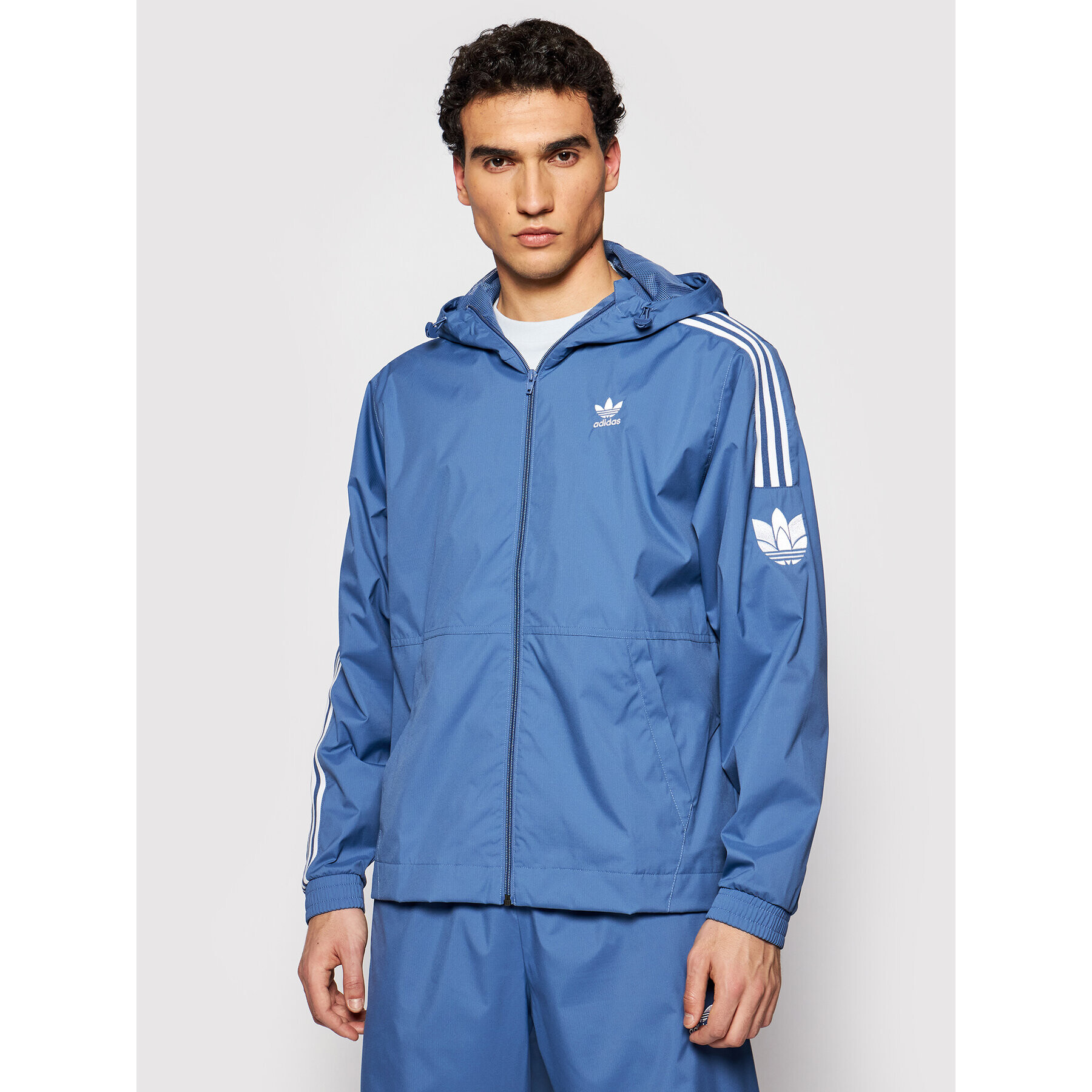 adidas Větrovka adicolor 3D Trefoil GN3552 Modrá Regular Fit - Pepit.cz