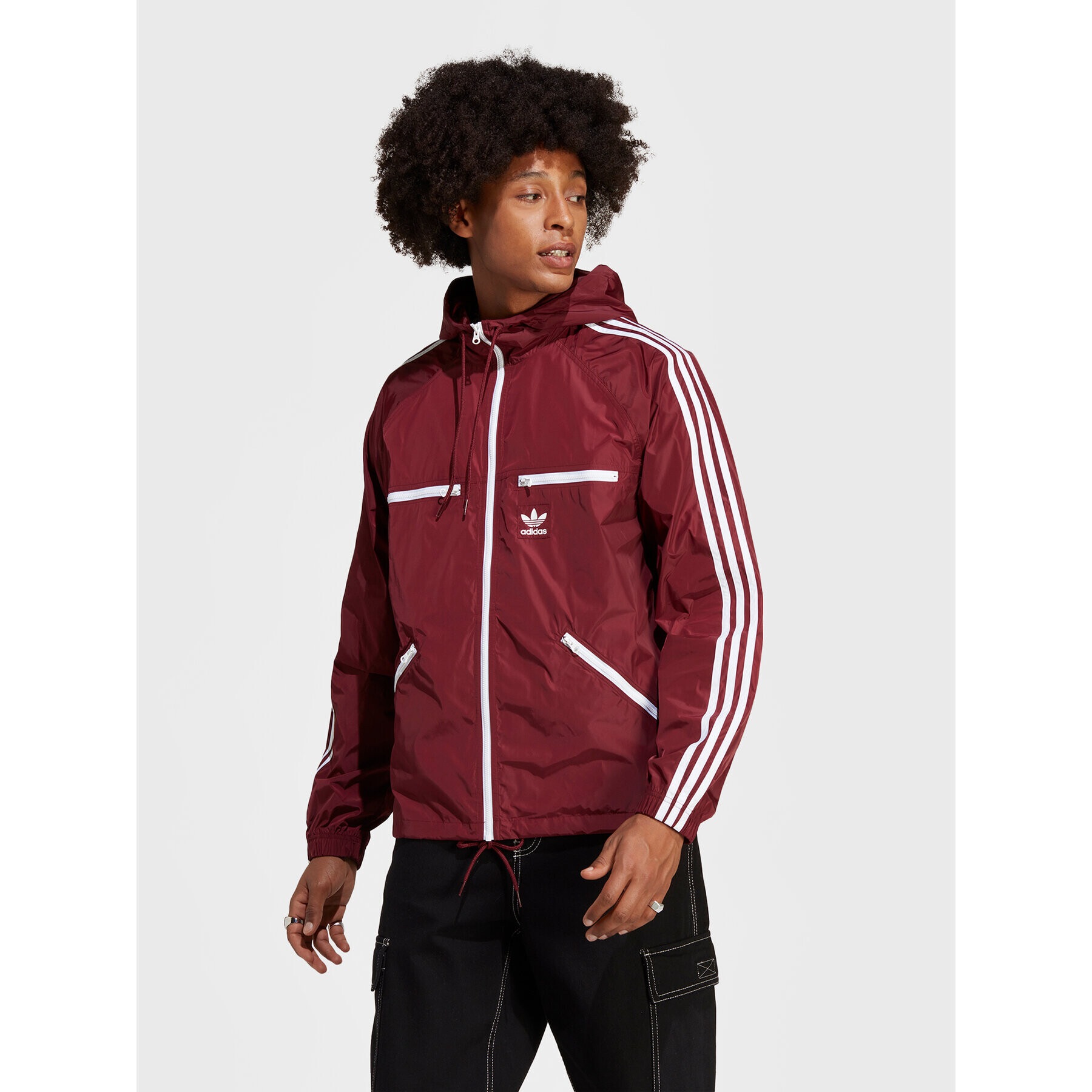 adidas Větrovka Adicolor Classics Windbreaker IB9960 Červená Loose Fit - Pepit.cz