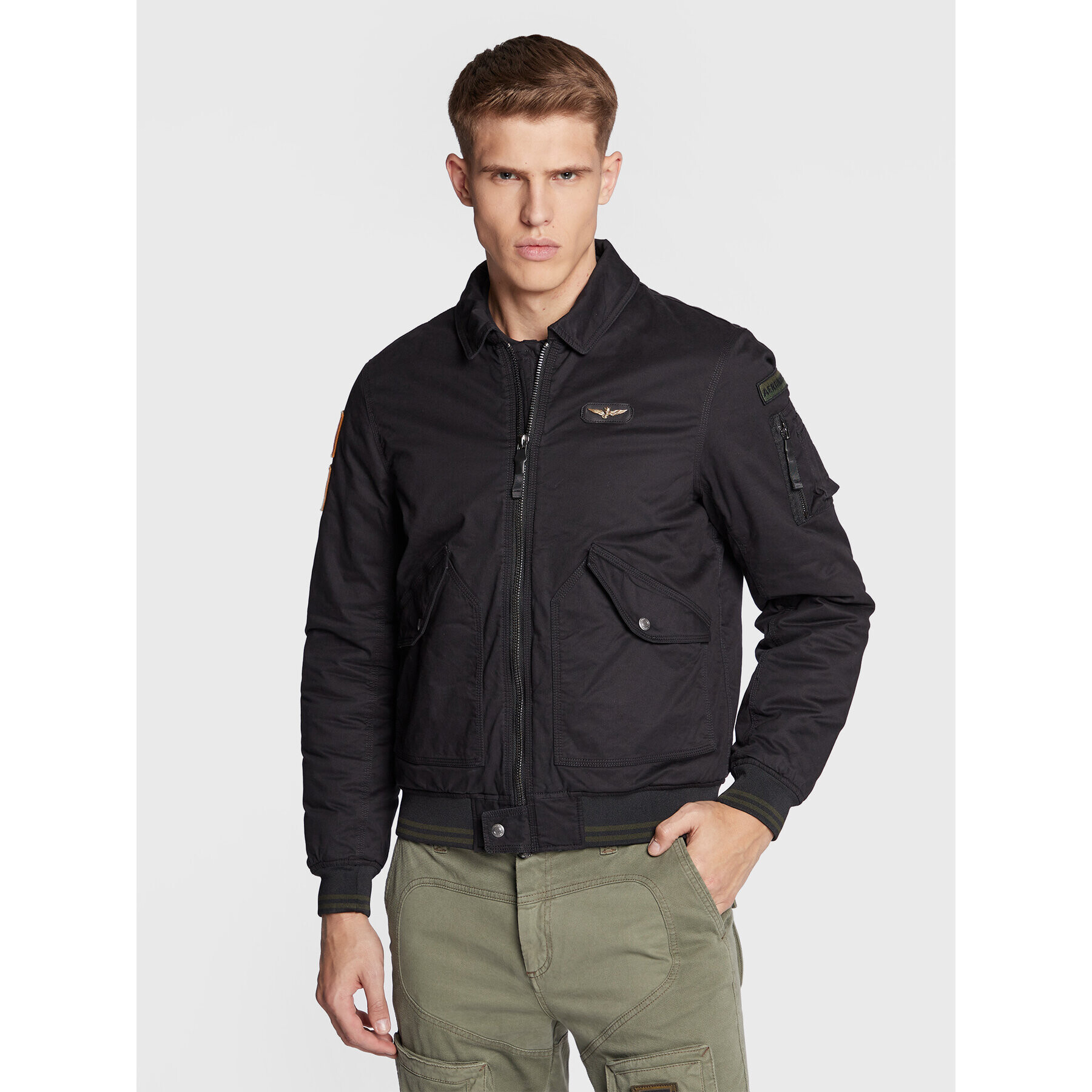 Aeronautica Militare Bunda bomber 222AB2036CT3013 Černá Regular Fit - Pepit.cz