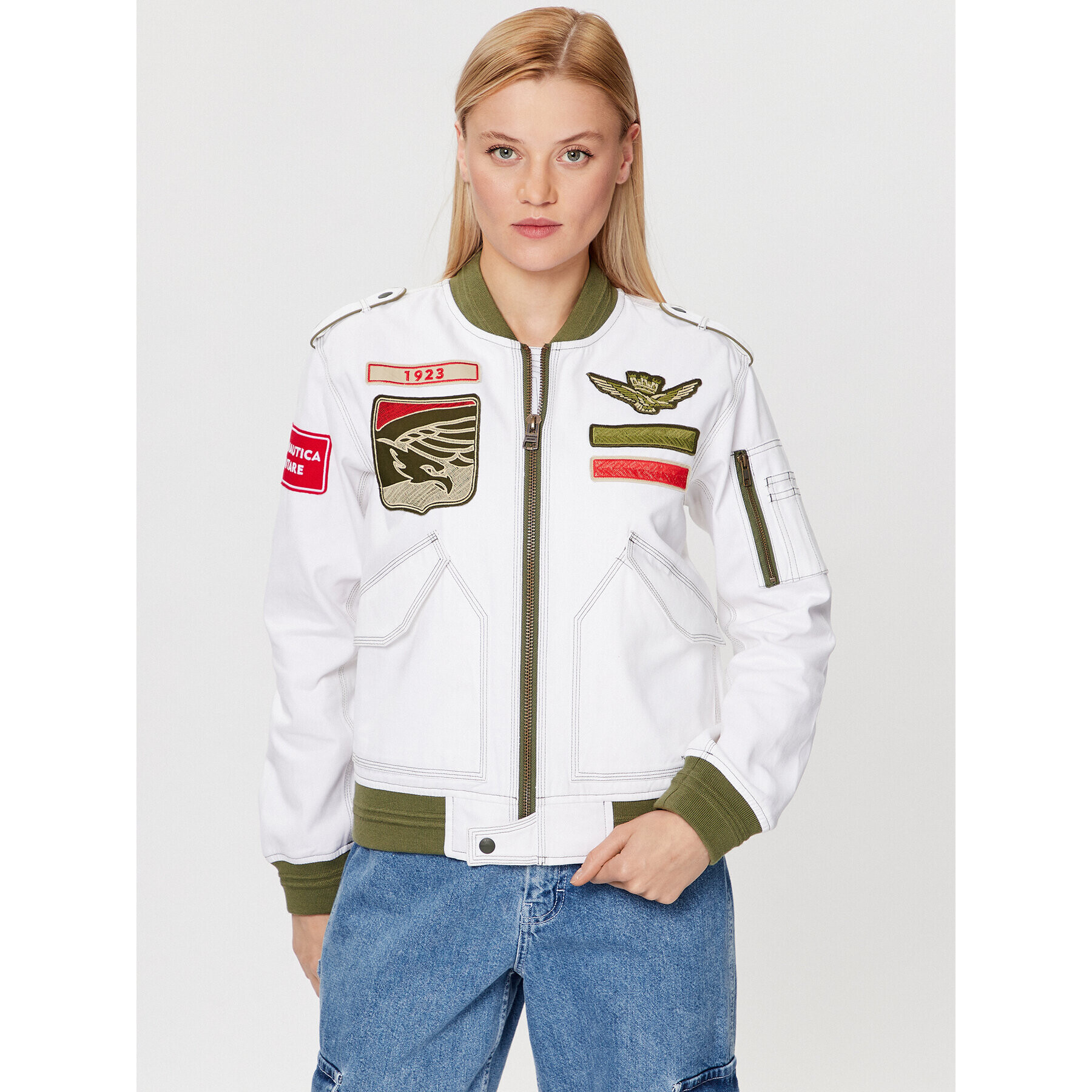 Aeronautica Militare Bunda bomber 231AB2059DCT3084 Bílá Regular Fit - Pepit.cz