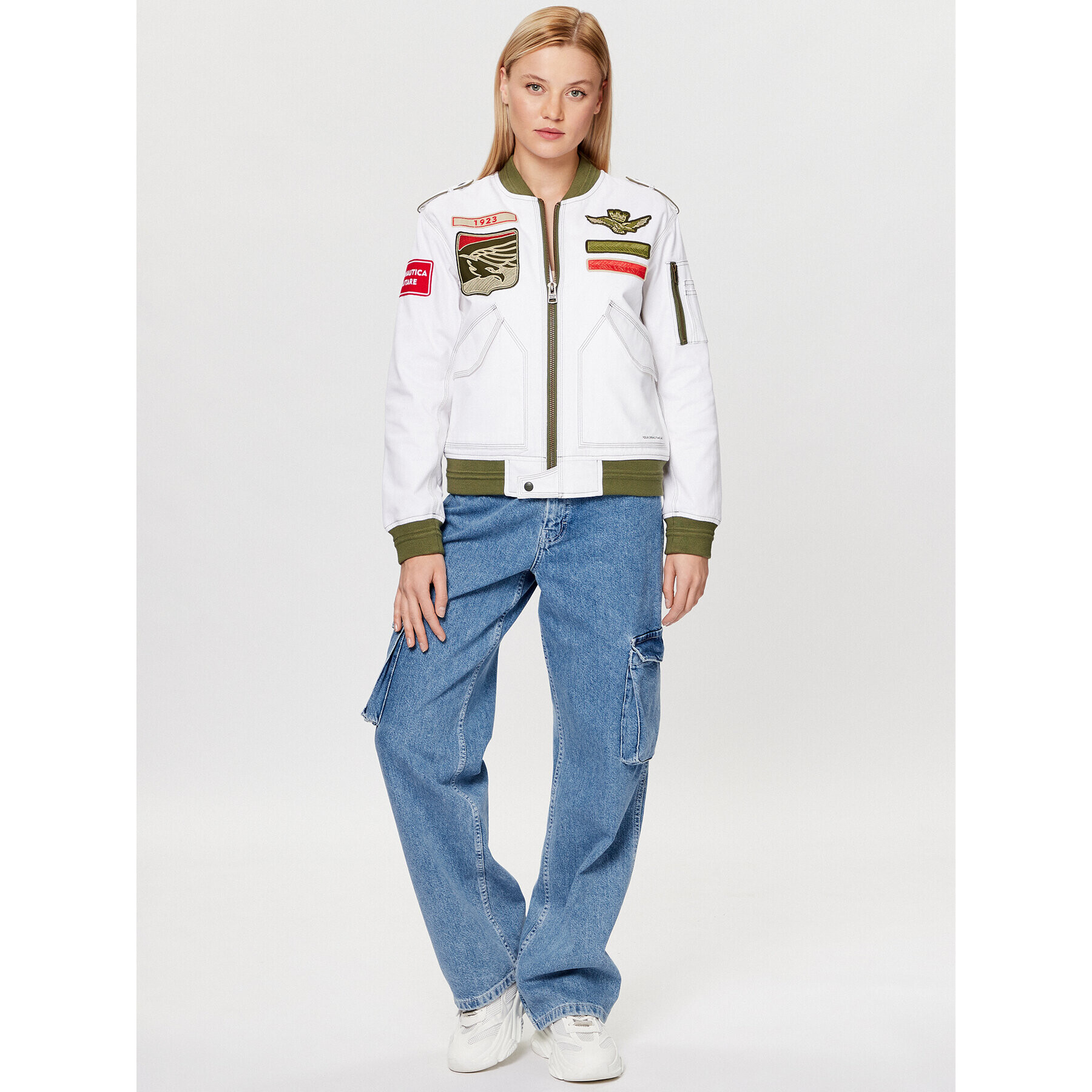 Aeronautica Militare Bunda bomber 231AB2059DCT3084 Bílá Regular Fit - Pepit.cz