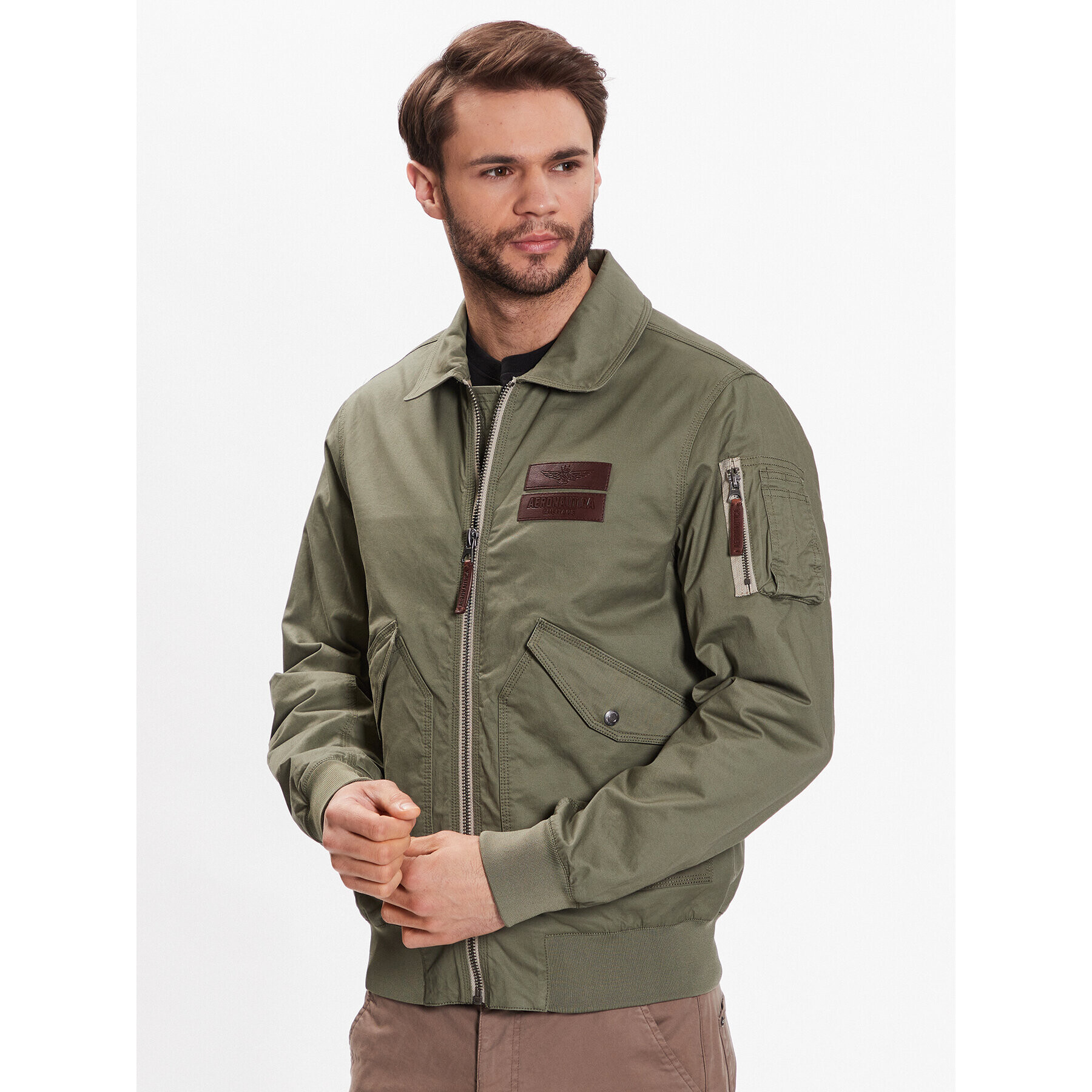 Aeronautica Militare Bunda pro přechodné období 231AB2085CT3013 Zelená Regular Fit - Pepit.cz