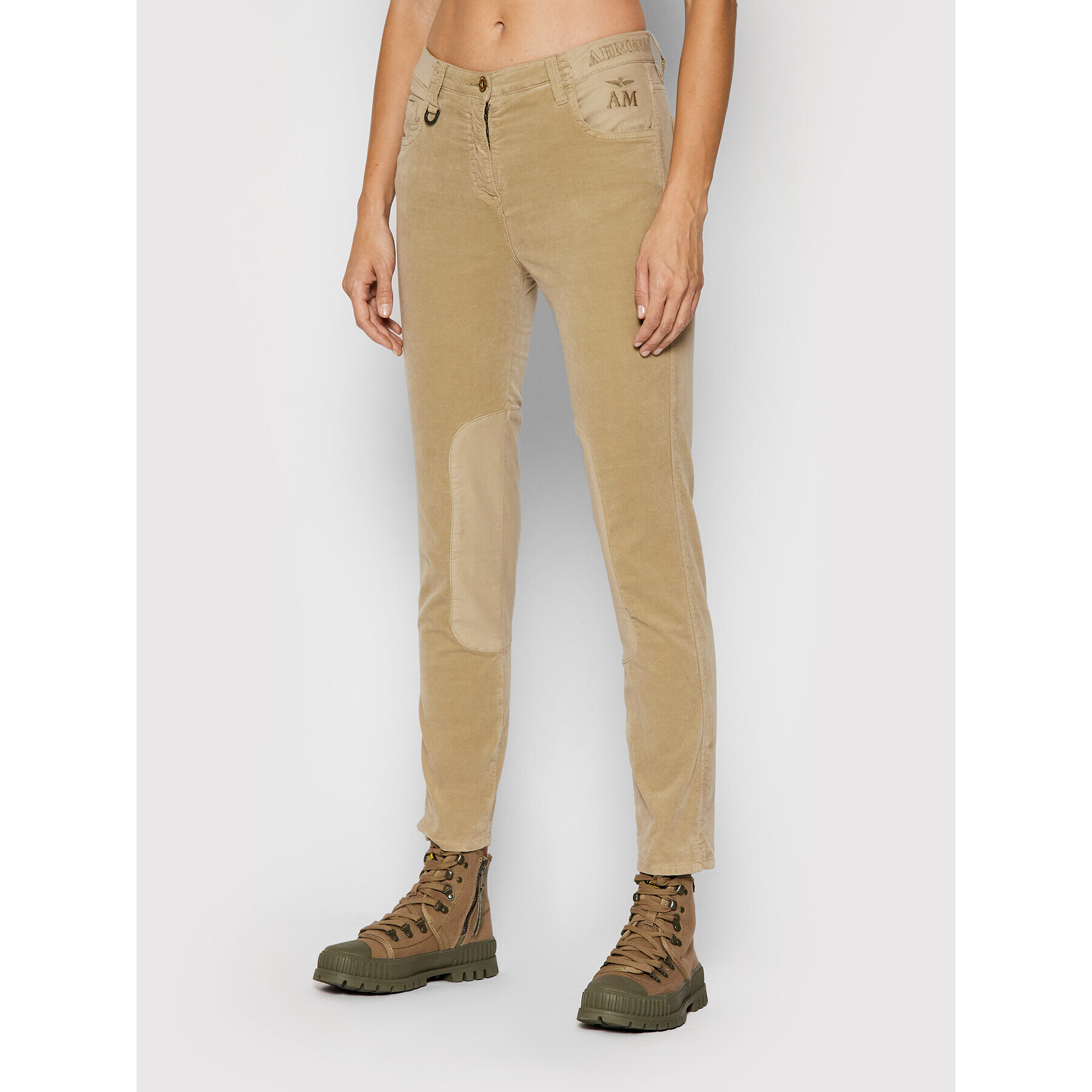 Aeronautica Militare Kalhoty z materiálu 212PA1465DCT2359 Béžová Skinny Fit - Pepit.cz