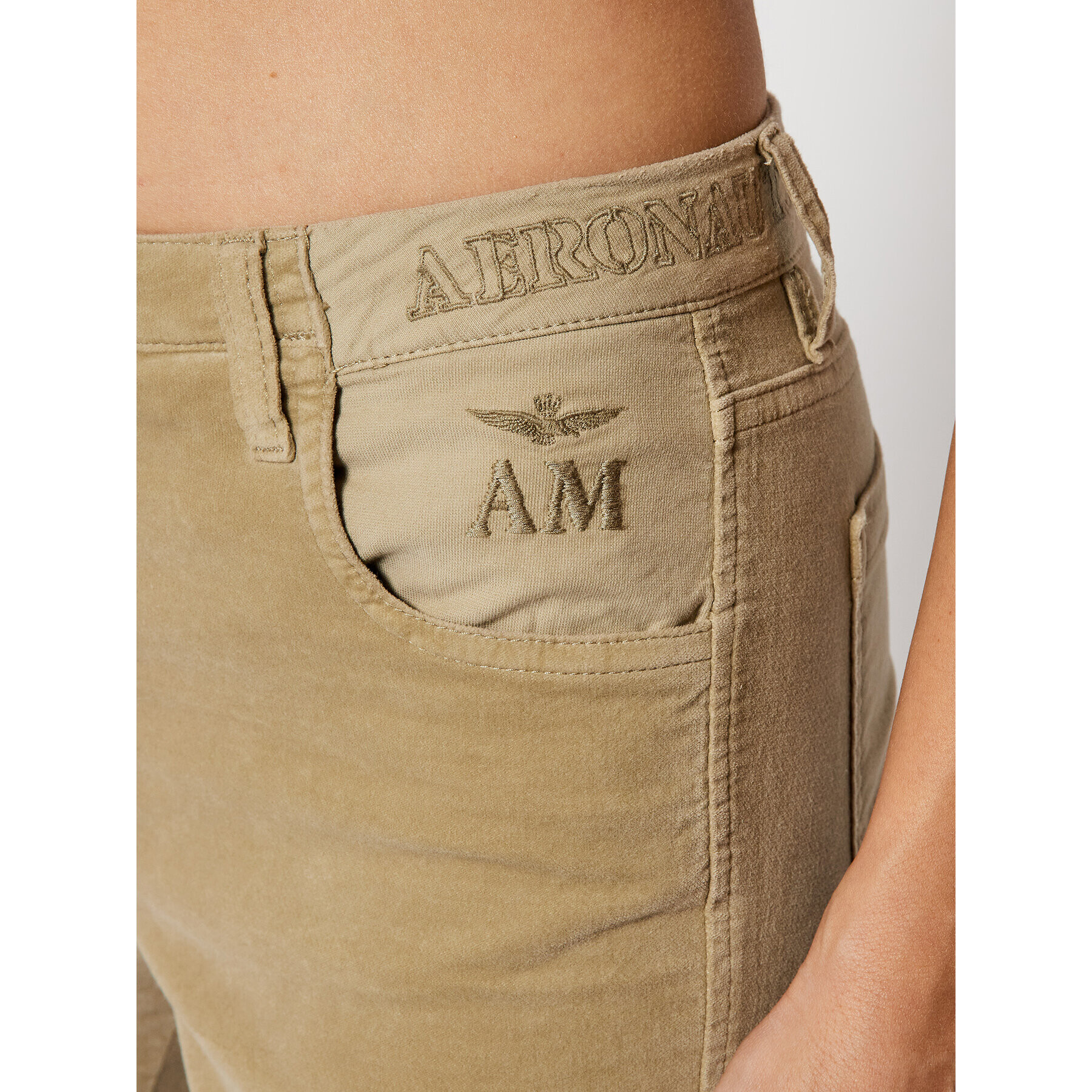 Aeronautica Militare Kalhoty z materiálu 212PA1465DCT2359 Béžová Skinny Fit - Pepit.cz