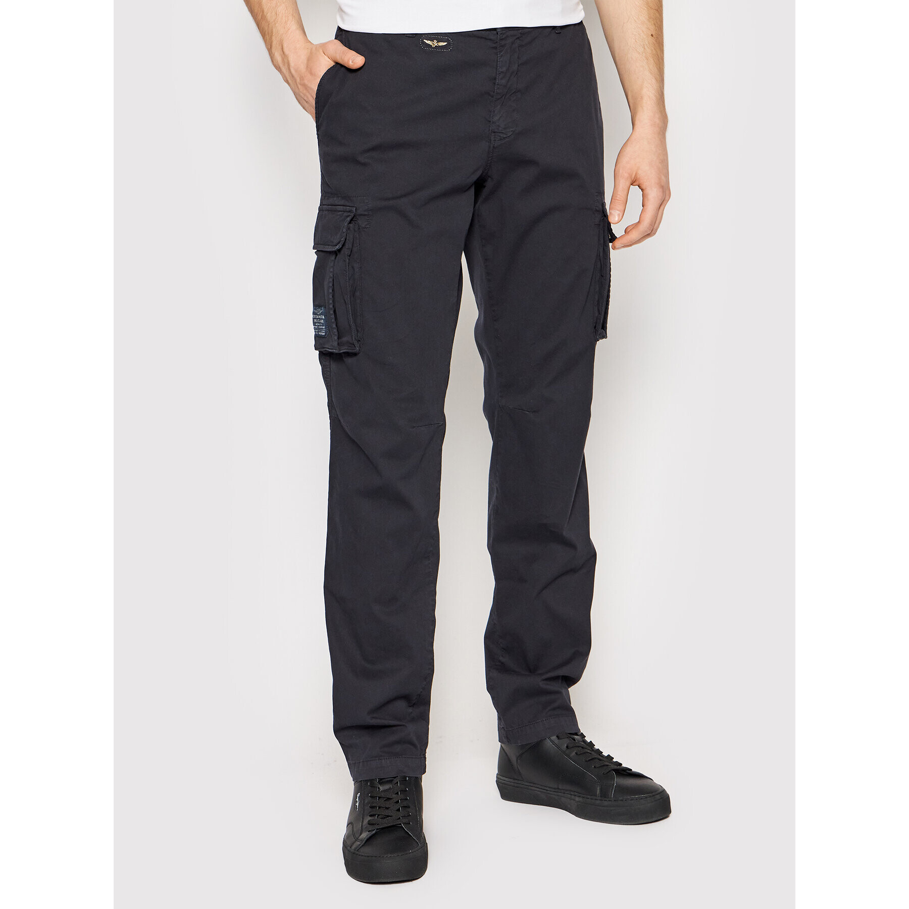 Aeronautica Militare Kalhoty z materiálu 221PA1329CT2443 Tmavomodrá Regular Fit - Pepit.cz