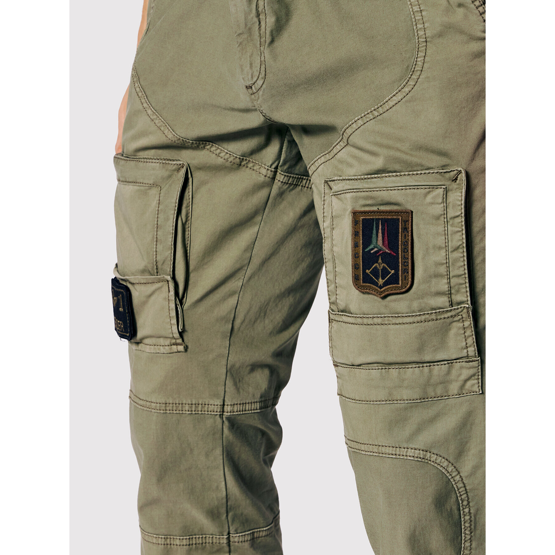 Aeronautica Militare Kalhoty z materiálu 221PA1387CT1493 Zelená Regular Fit - Pepit.cz