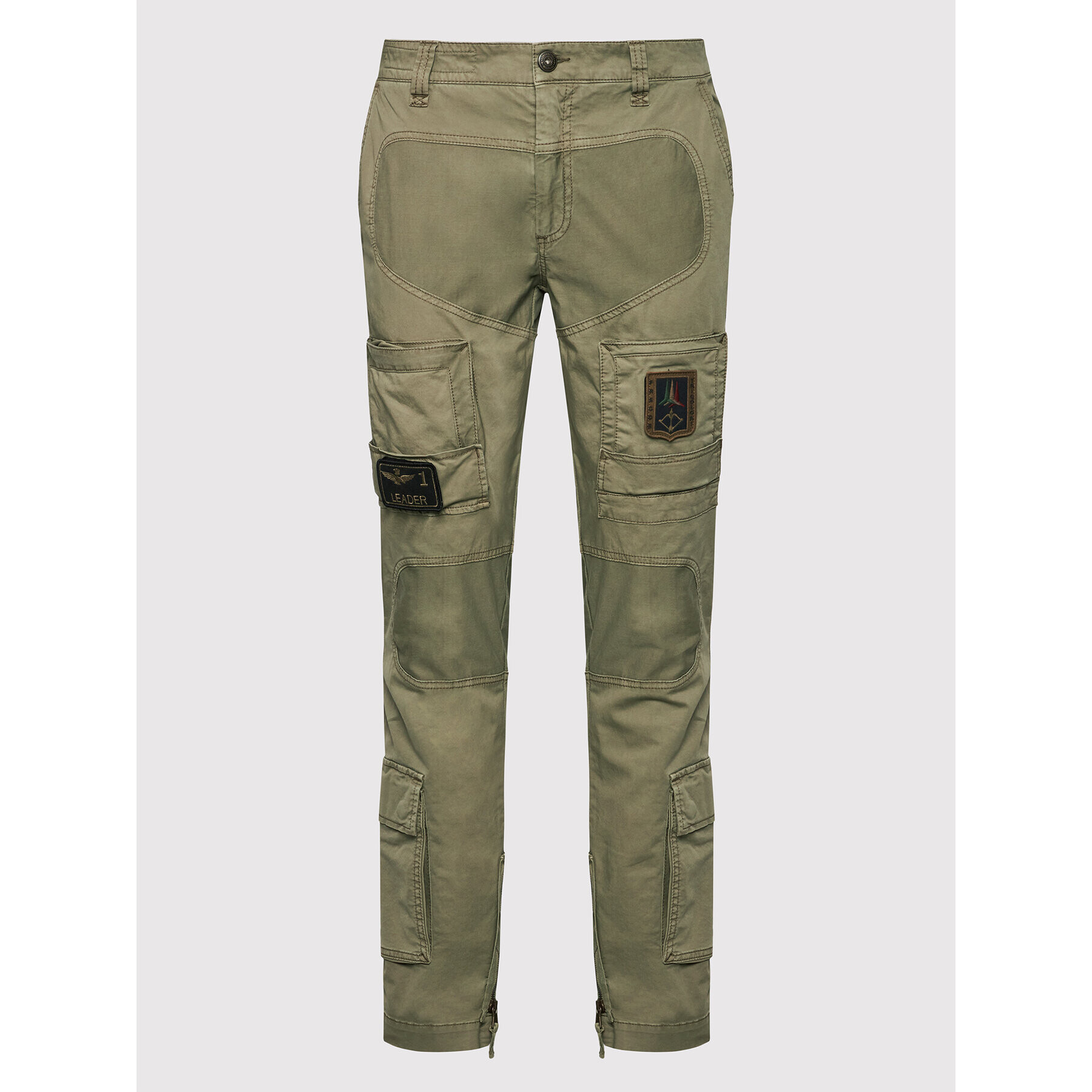 Aeronautica Militare Kalhoty z materiálu 221PA1387CT1493 Zelená Regular Fit - Pepit.cz