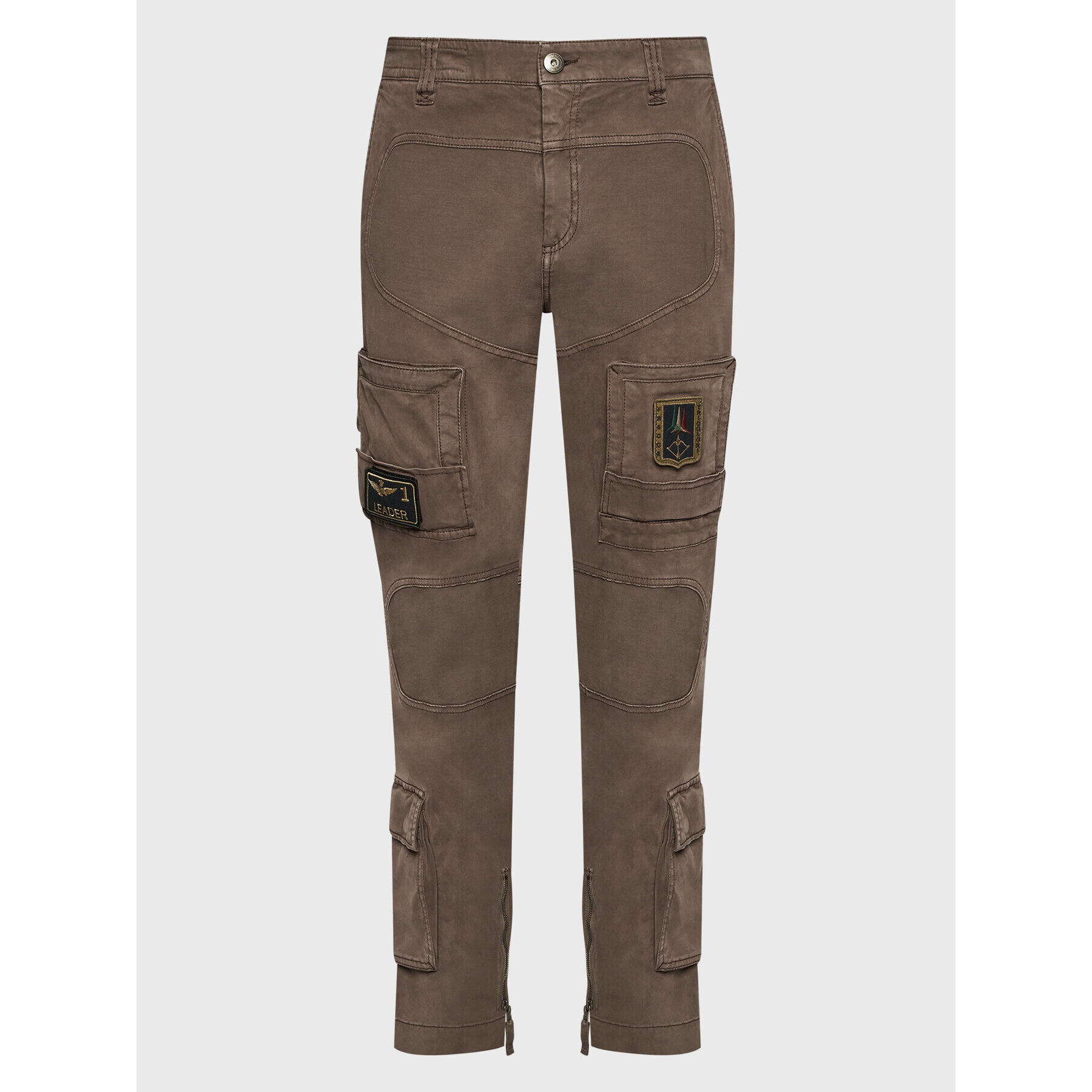 Aeronautica Militare Kalhoty z materiálu 222PA939CT83 Hnědá Regular Fit - Pepit.cz