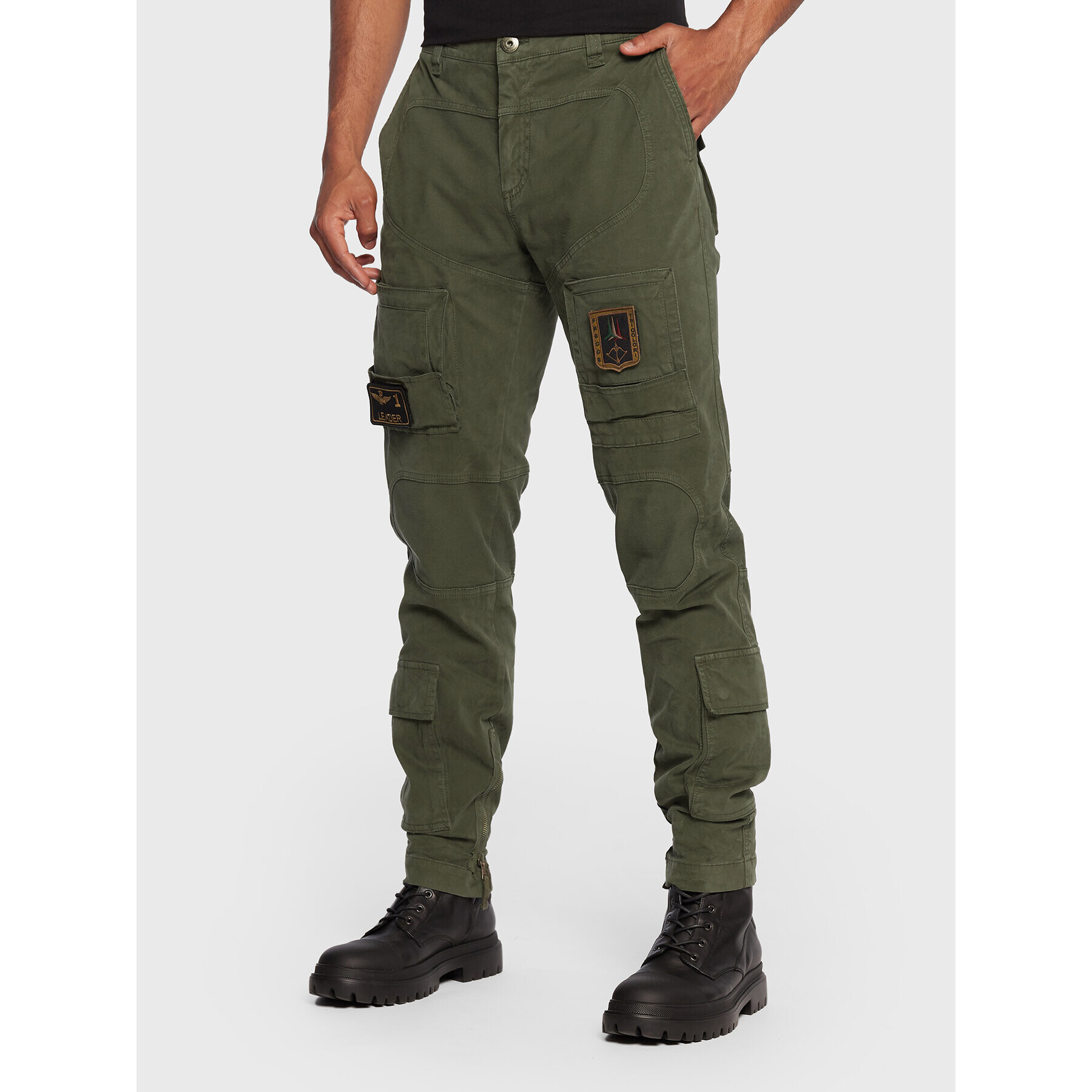 Aeronautica Militare Kalhoty z materiálu 222PA939CT83 Zelená Regular Fit - Pepit.cz