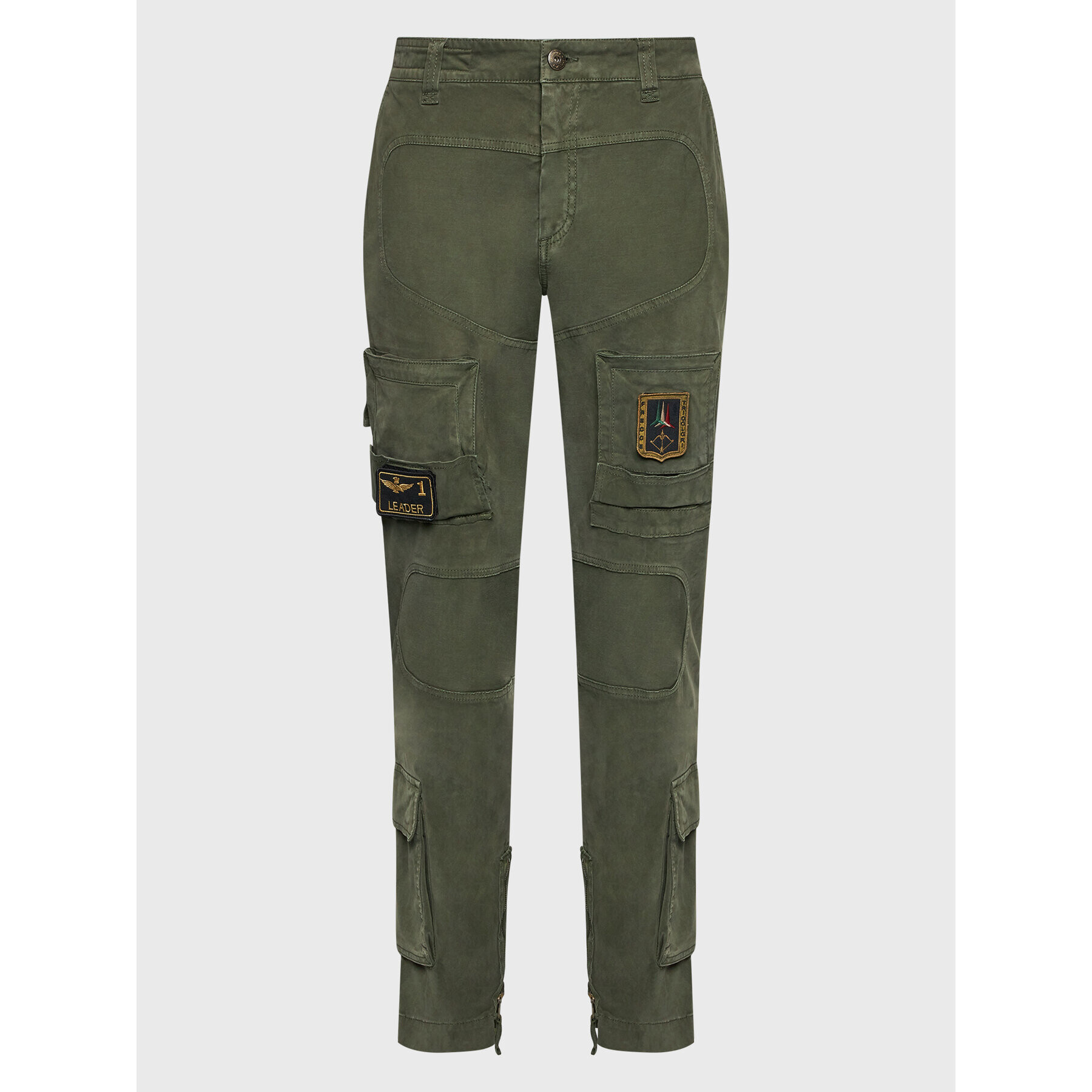 Aeronautica Militare Kalhoty z materiálu 222PA939CT83 Zelená Regular Fit - Pepit.cz