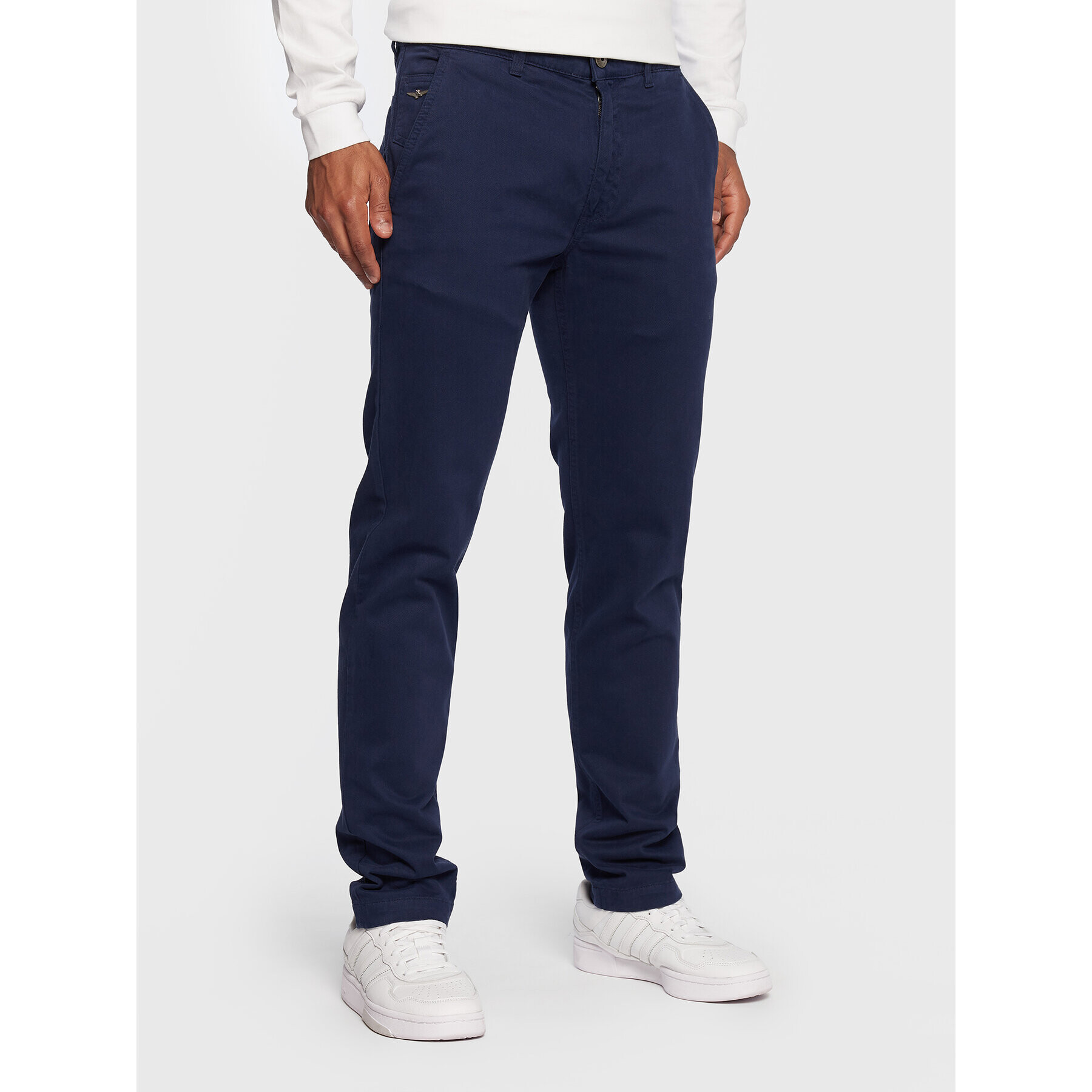 Aeronautica Militare Kalhoty z materiálu 222PJ191CT3001 Tmavomodrá Slim Fit - Pepit.cz