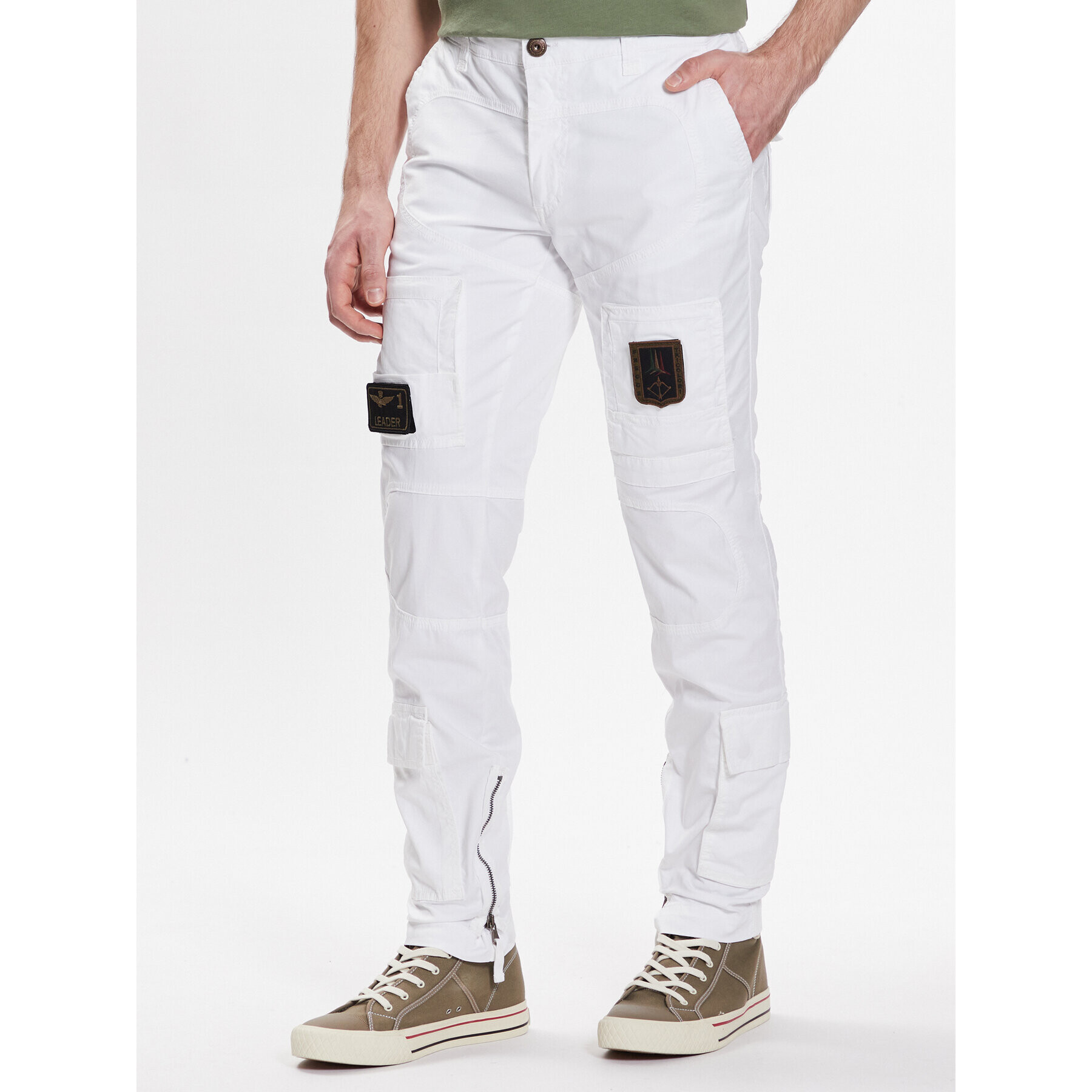 Aeronautica Militare Kalhoty z materiálu 231PA1387CT1493 Bílá Regular Fit - Pepit.cz