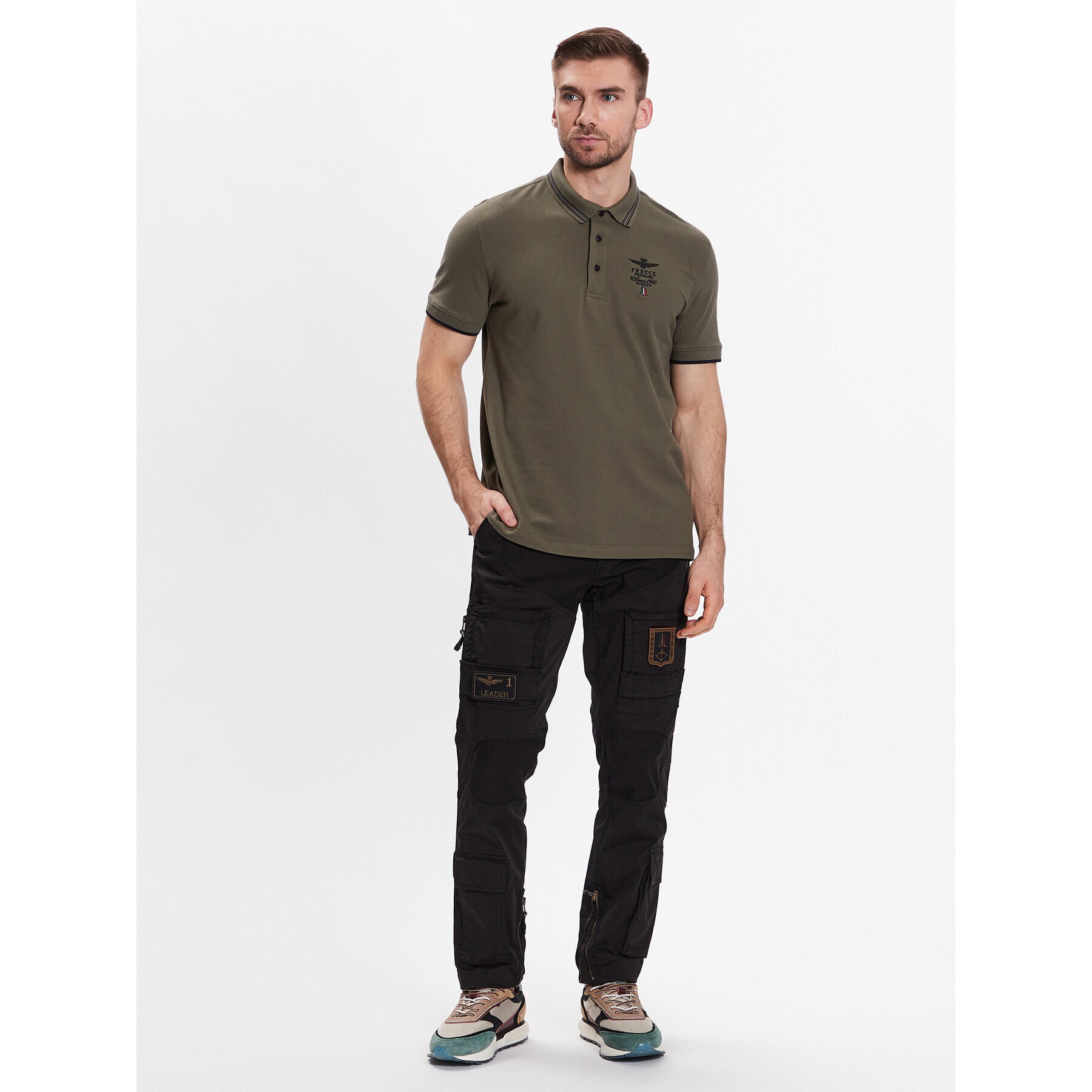 Aeronautica Militare Kalhoty z materiálu 231PA1387CT1493 Černá Regular Fit - Pepit.cz