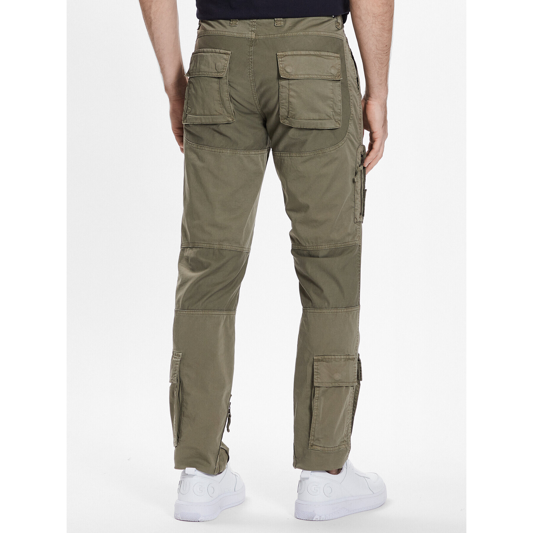 Aeronautica Militare Kalhoty z materiálu 231PA1387CT1493 Khaki Regular Fit - Pepit.cz