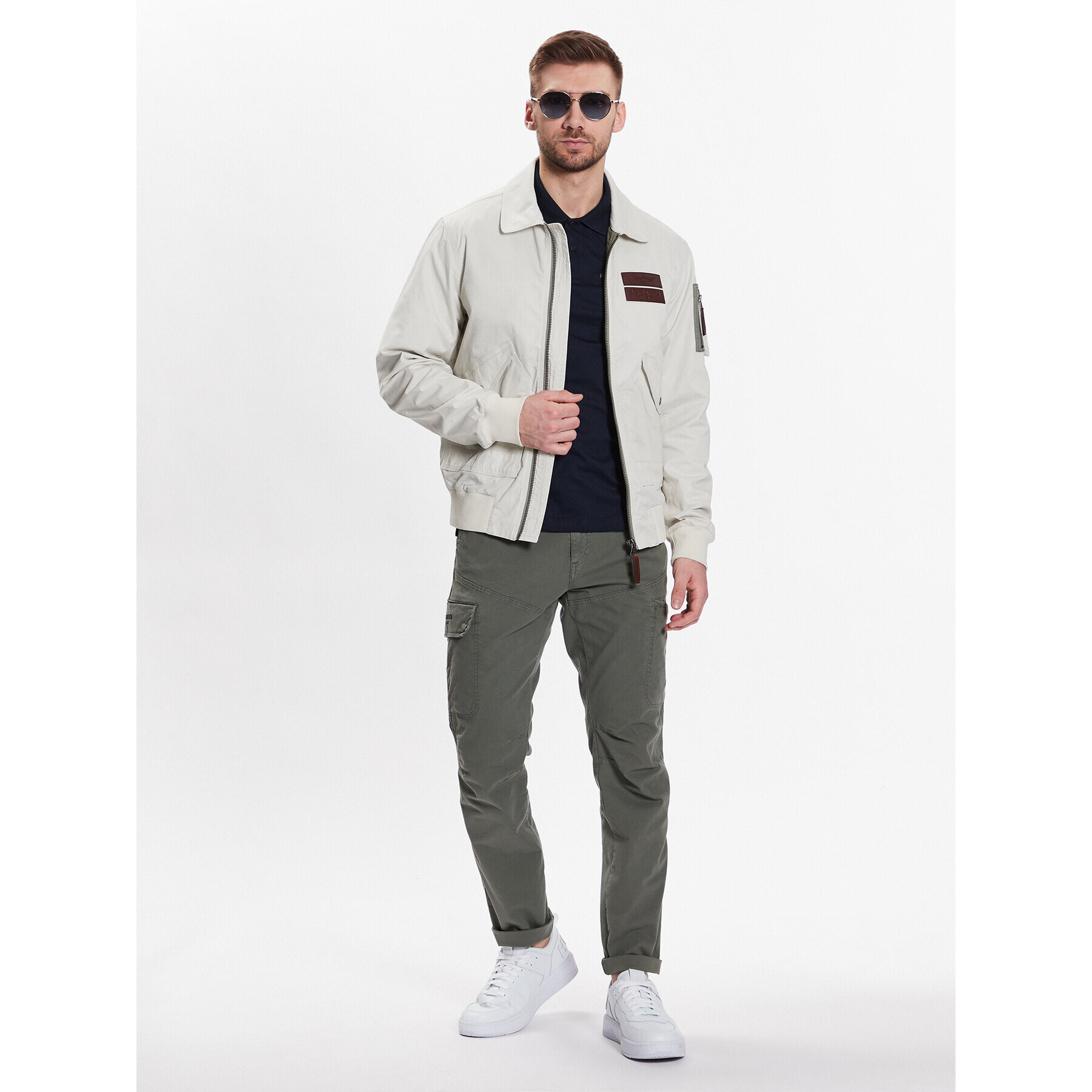 Aeronautica Militare Kalhoty z materiálu 231PA1512CT3088 Zelená Regular Fit - Pepit.cz