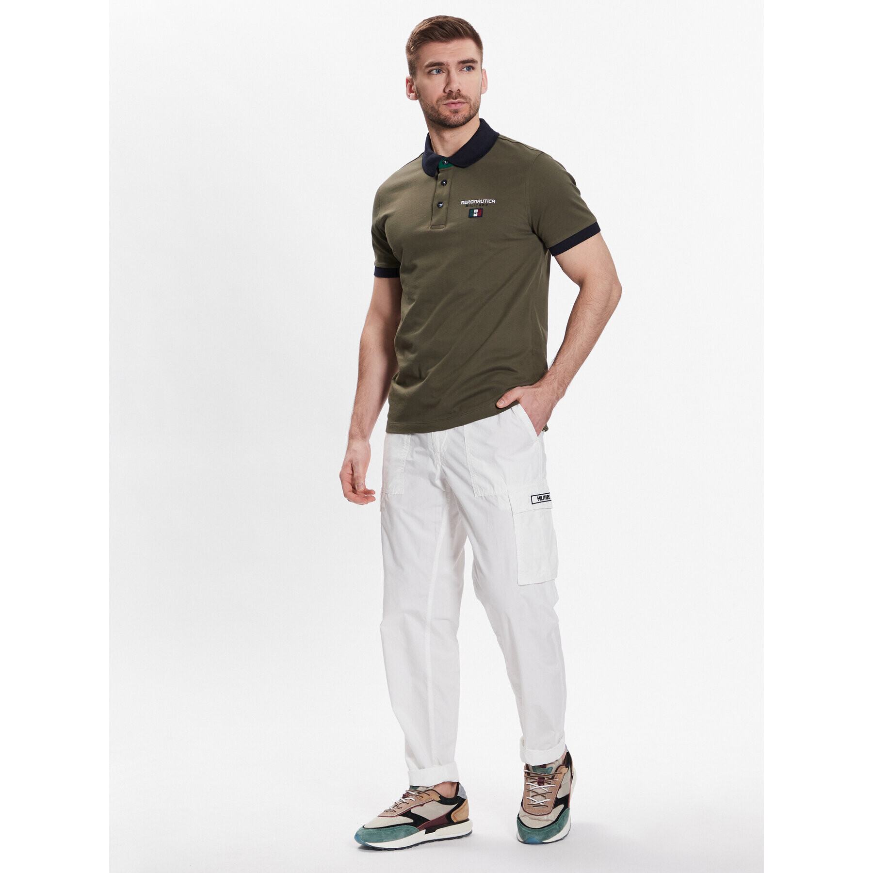 Aeronautica Militare Kalhoty z materiálu 231PA1515CT3070 Bílá Regular Fit - Pepit.cz