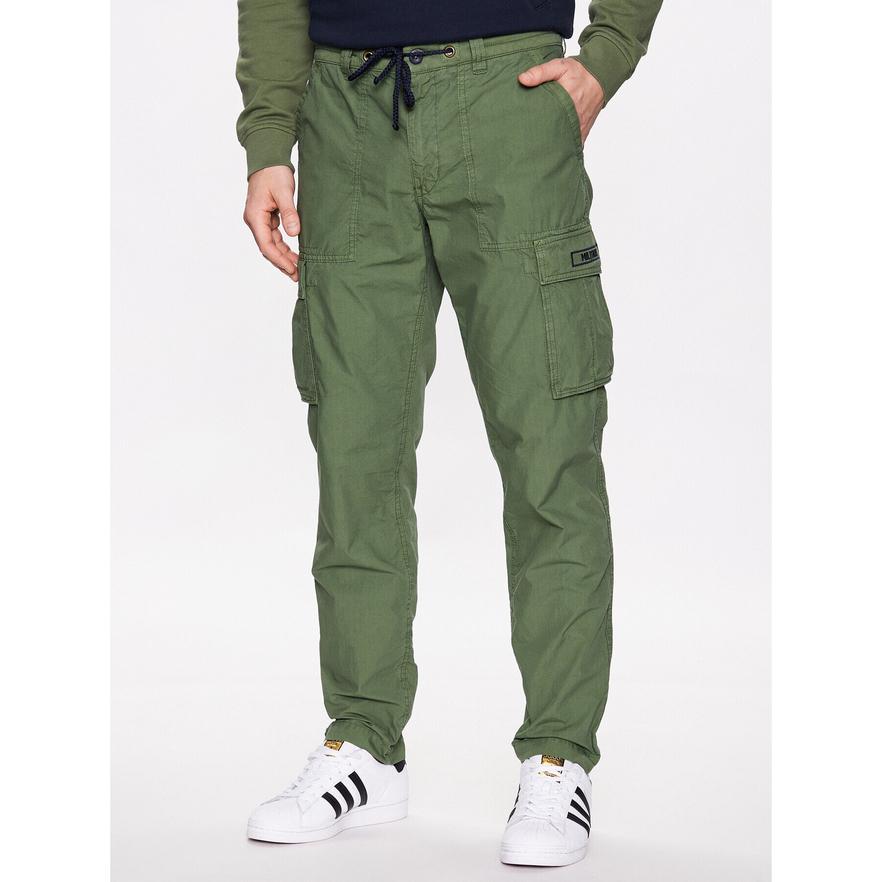 Aeronautica Militare Kalhoty z materiálu 231PA1515CT3070 Zelená Regular Fit - Pepit.cz