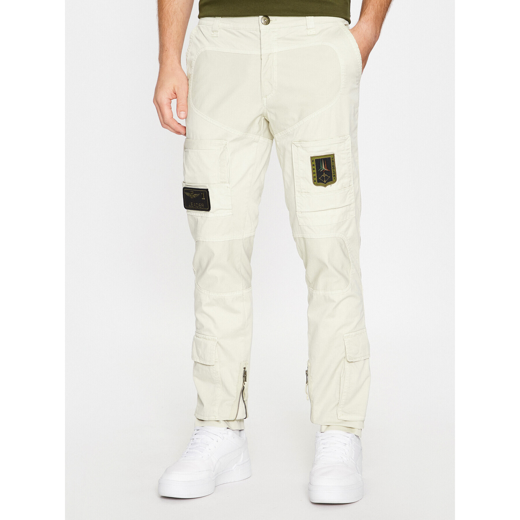 Aeronautica Militare Kalhoty z materiálu 232PA1387CT1493 Béžová Regular Fit - Pepit.cz