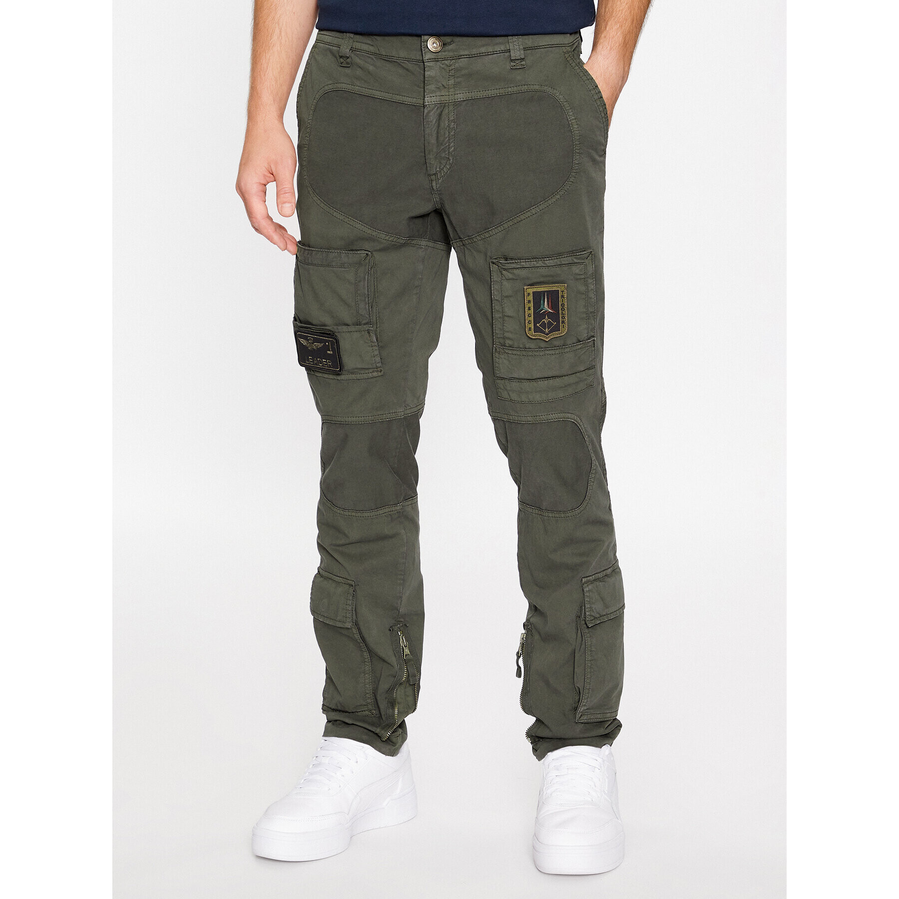 Aeronautica Militare Kalhoty z materiálu 232PA1387CT1493 Hnědá Regular Fit - Pepit.cz