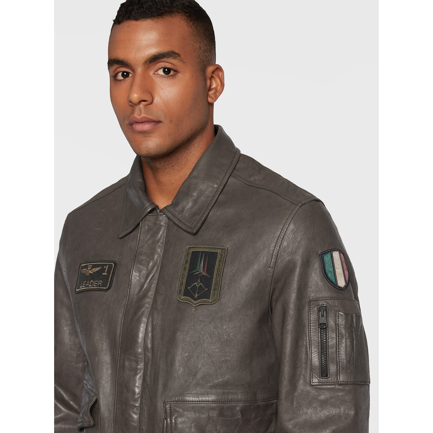 Aeronautica Militare Kožená bunda 222PN895PL145 Hnědá Regular Fit - Pepit.cz