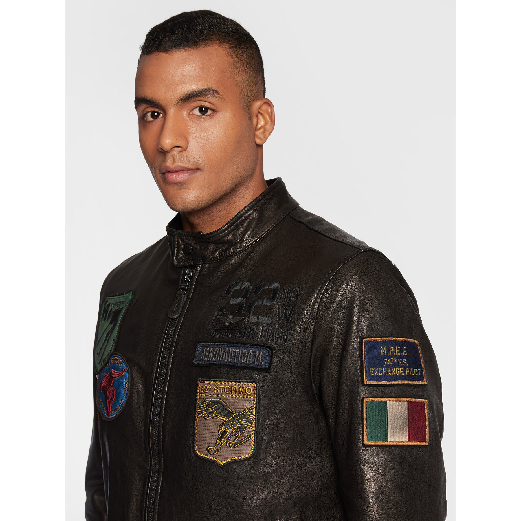 Aeronautica Militare Kožená bunda 222PN923PL183 Černá Regular Fit - Pepit.cz