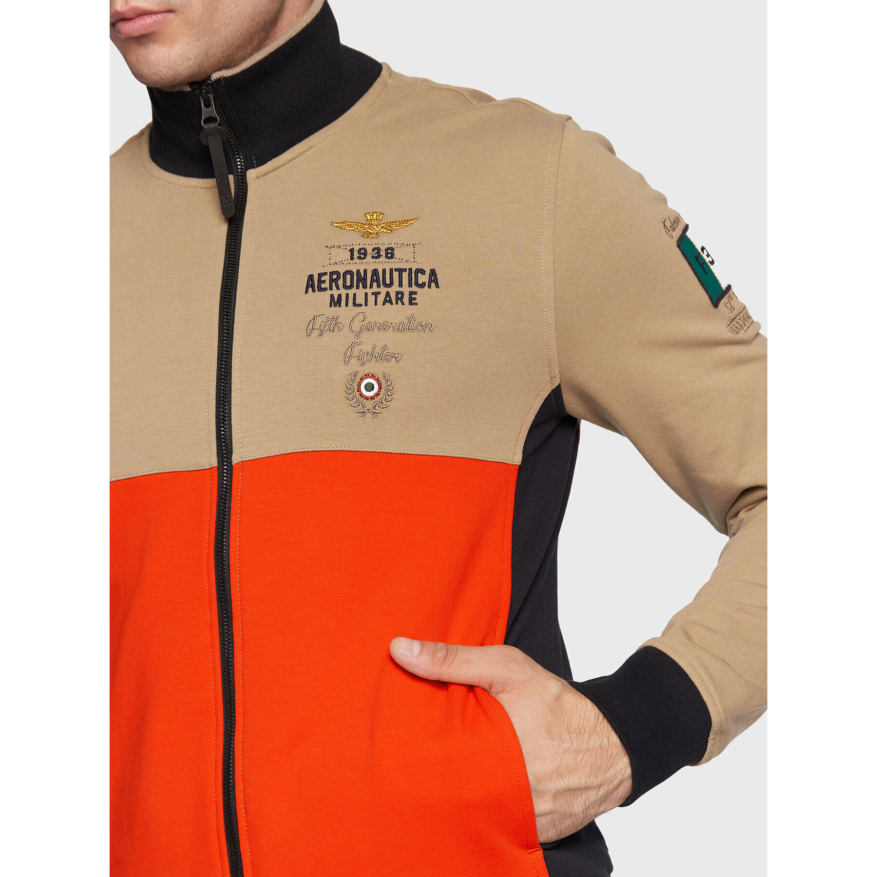 Aeronautica Militare Mikina 222FE1714F442 Béžová Regular Fit - Pepit.cz