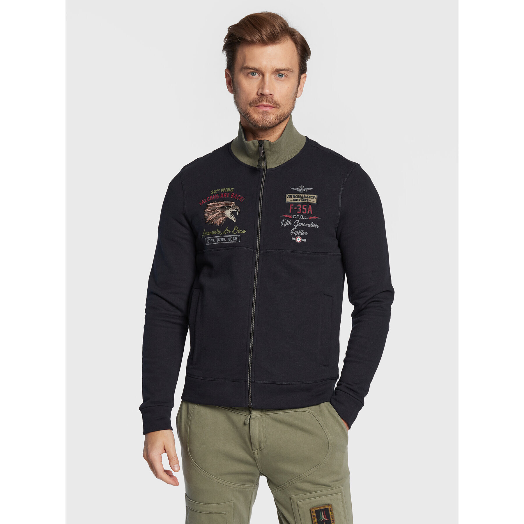 Aeronautica Militare Mikina 222FE1726F482 Tmavomodrá Regular Fit - Pepit.cz