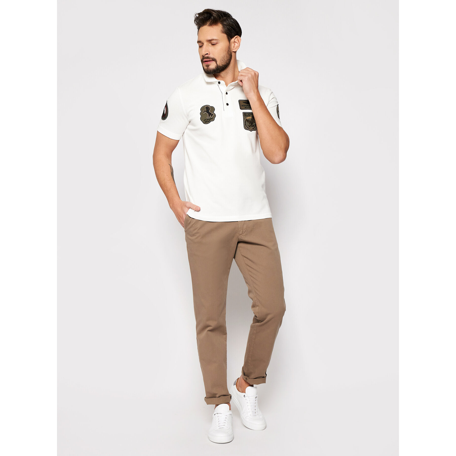 Aeronautica Militare Polokošile 211PO1538P192 Bílá Regular Fit - Pepit.cz