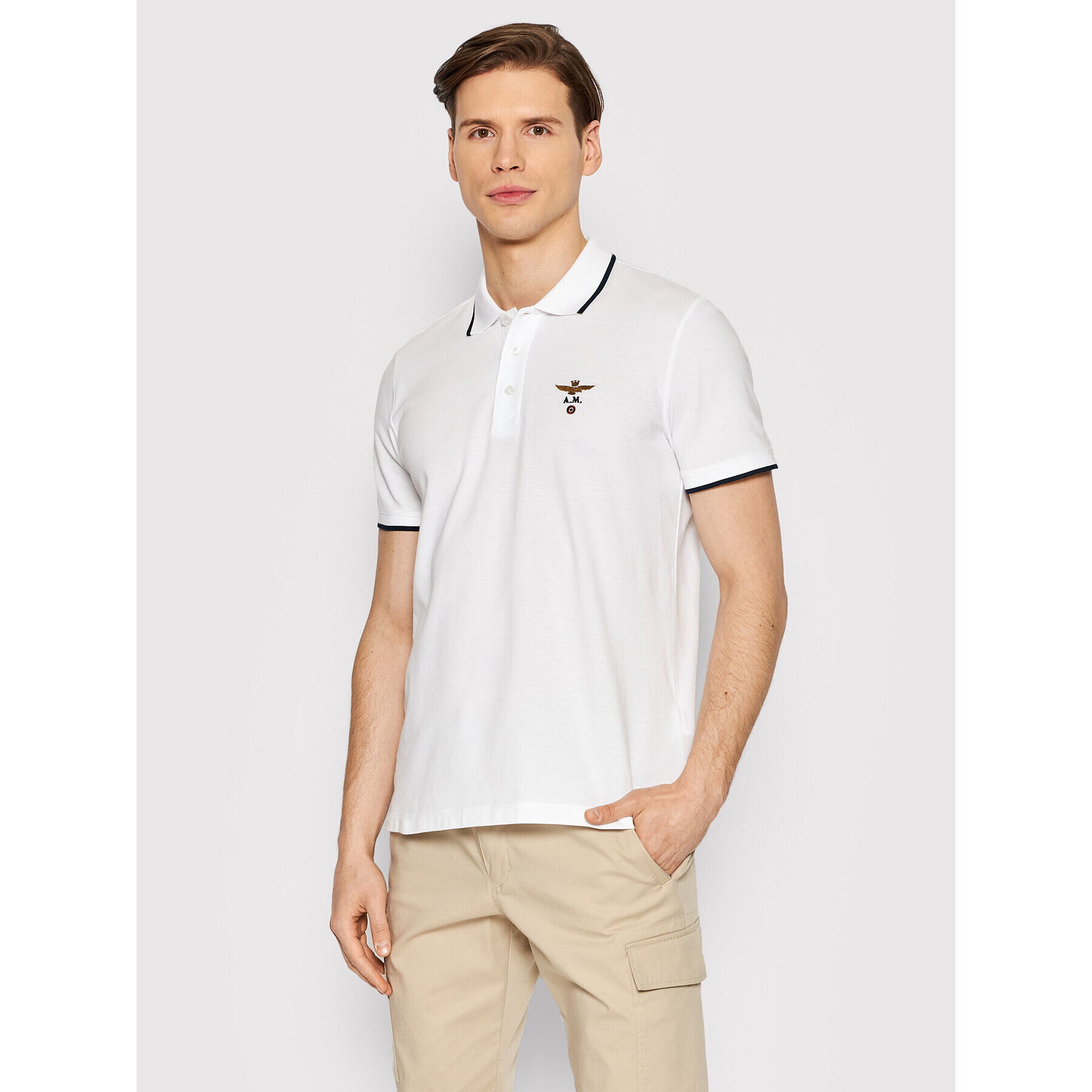 Aeronautica Militare Polokošile 221PO1308P82 Bílá Regular Fit - Pepit.cz