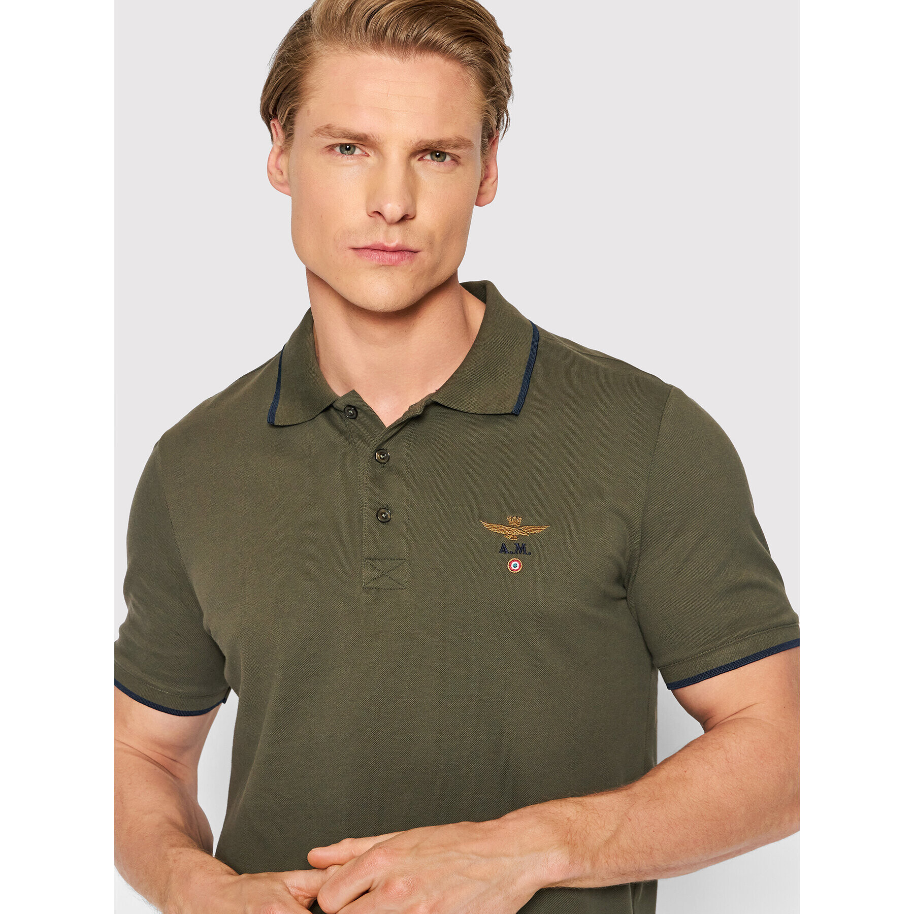 Aeronautica Militare Polokošile 221PO1308P82 Zelená Regular Fit - Pepit.cz