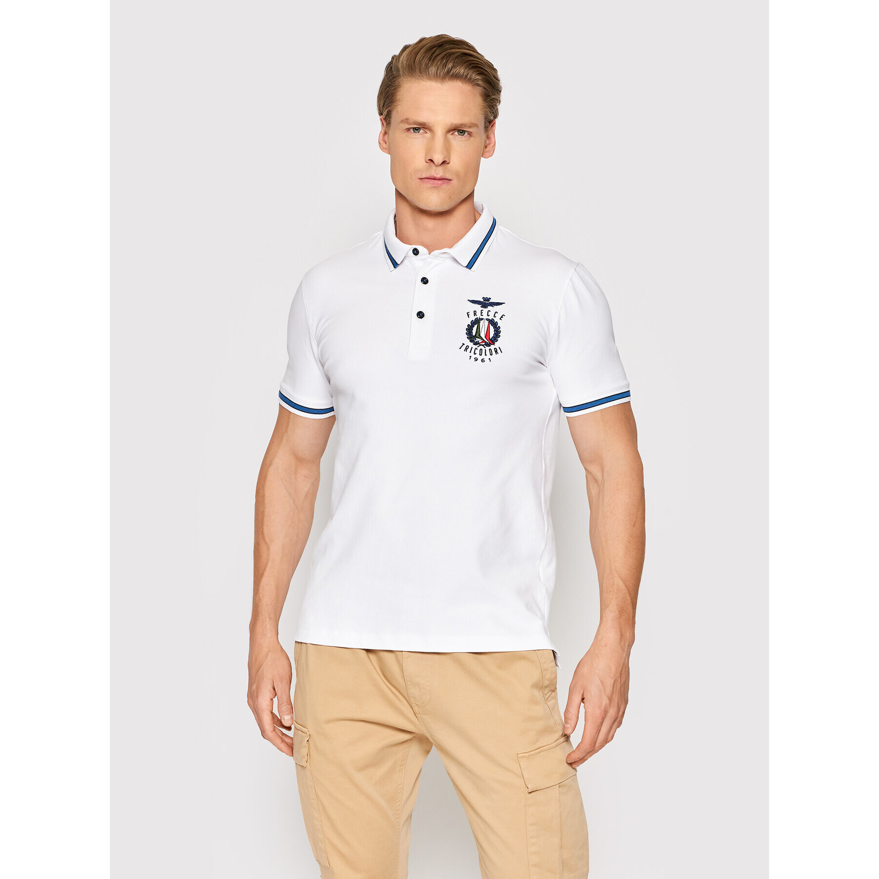 Aeronautica Militare Polokošile 221PO1599P191 Bílá Slim Fit - Pepit.cz