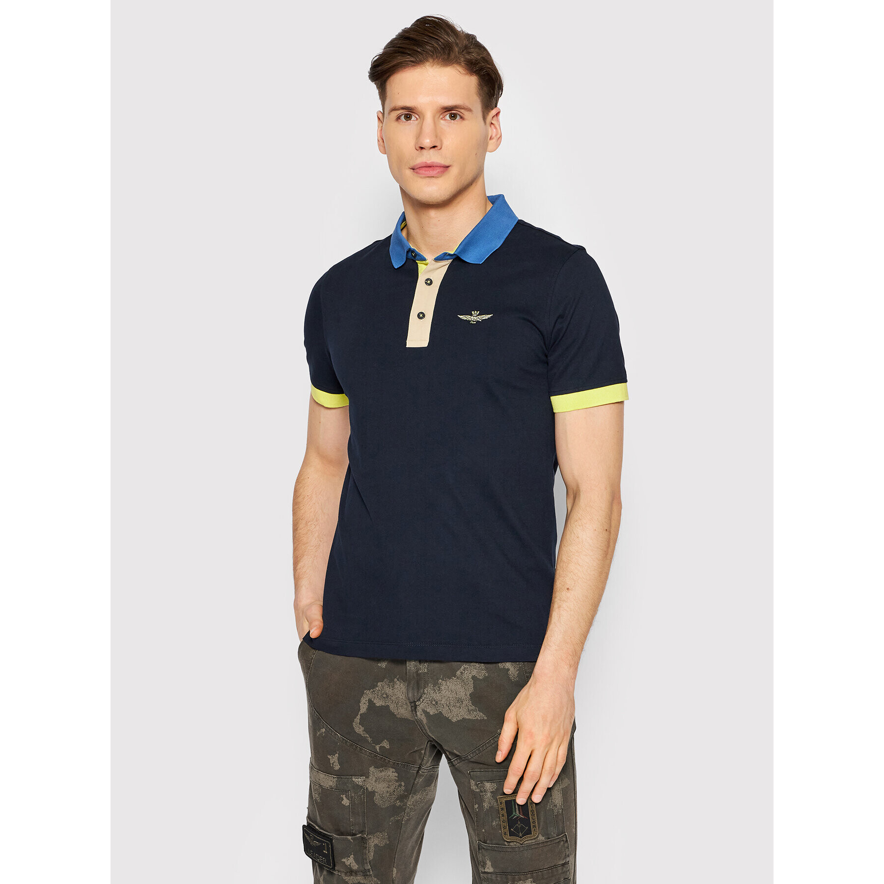 Aeronautica Militare Polokošile 221PO1601P208 Tmavomodrá Regular Fit - Pepit.cz