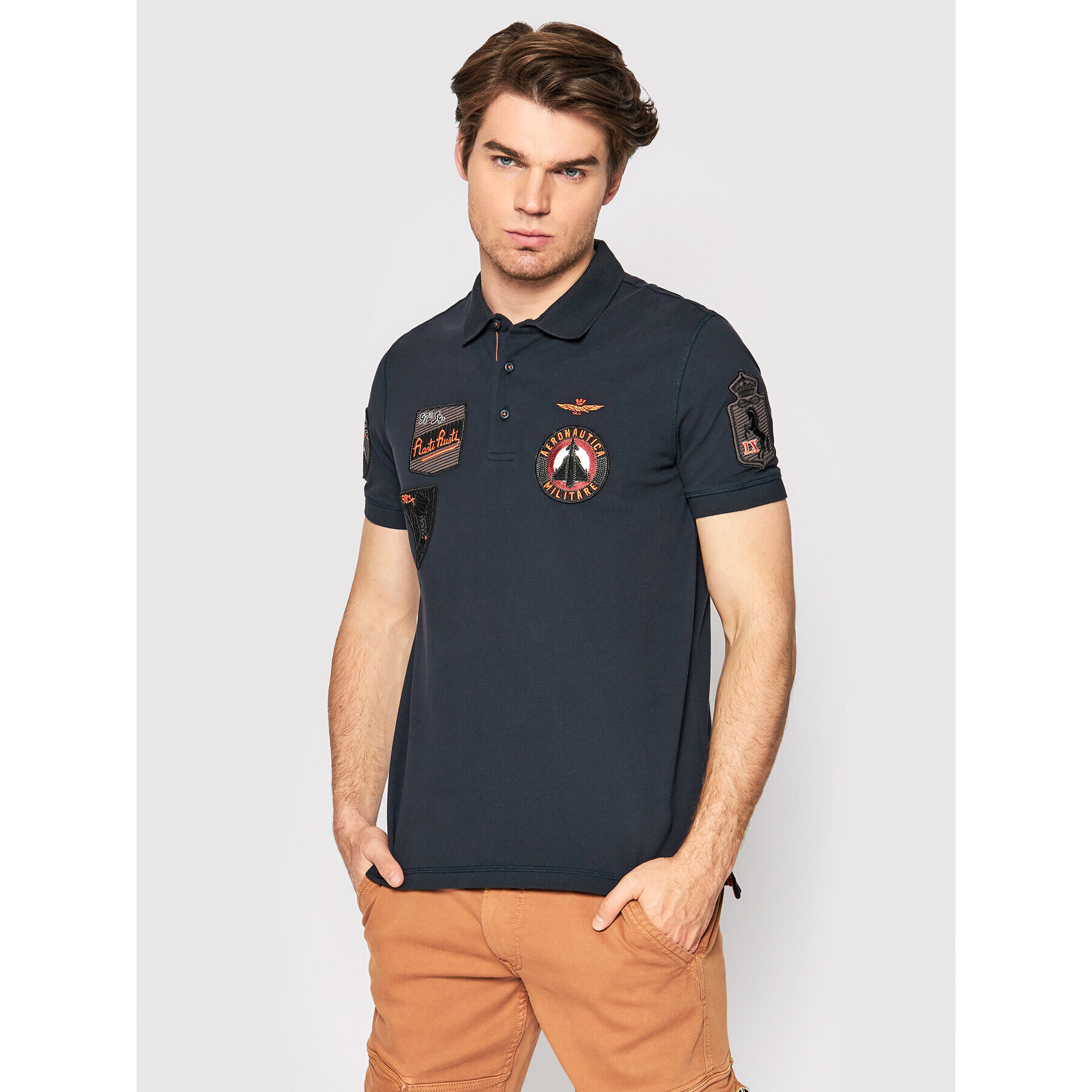 Aeronautica Militare Polokošile 221PO1602P192 Tmavomodrá Regular Fit - Pepit.cz