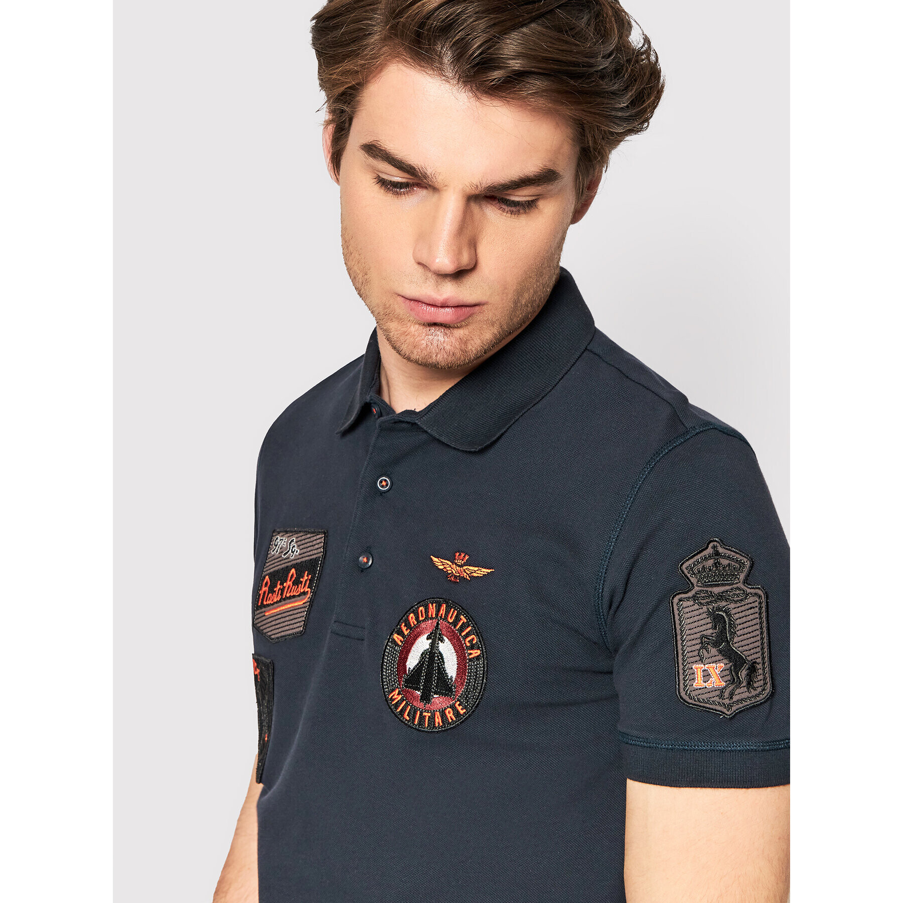 Aeronautica Militare Polokošile 221PO1602P192 Tmavomodrá Regular Fit - Pepit.cz