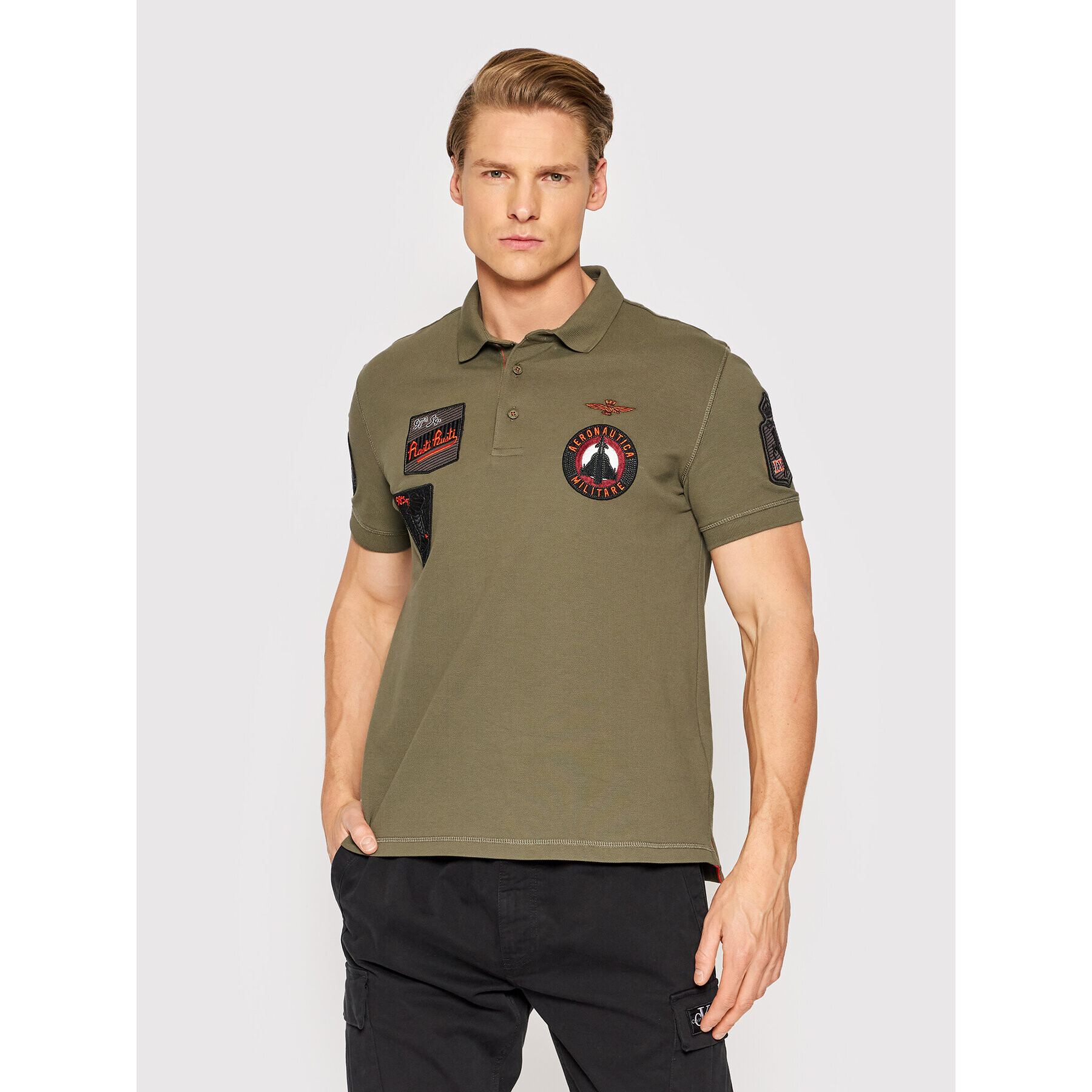 Aeronautica Militare Polokošile 221PO1602P192 Zelená Regular Fit - Pepit.cz