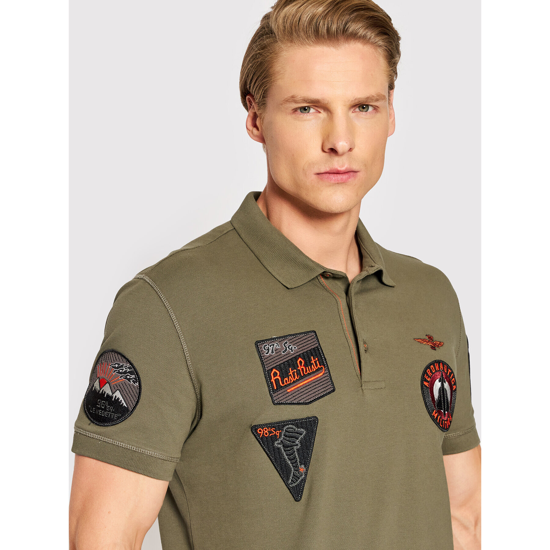 Aeronautica Militare Polokošile 221PO1602P192 Zelená Regular Fit - Pepit.cz