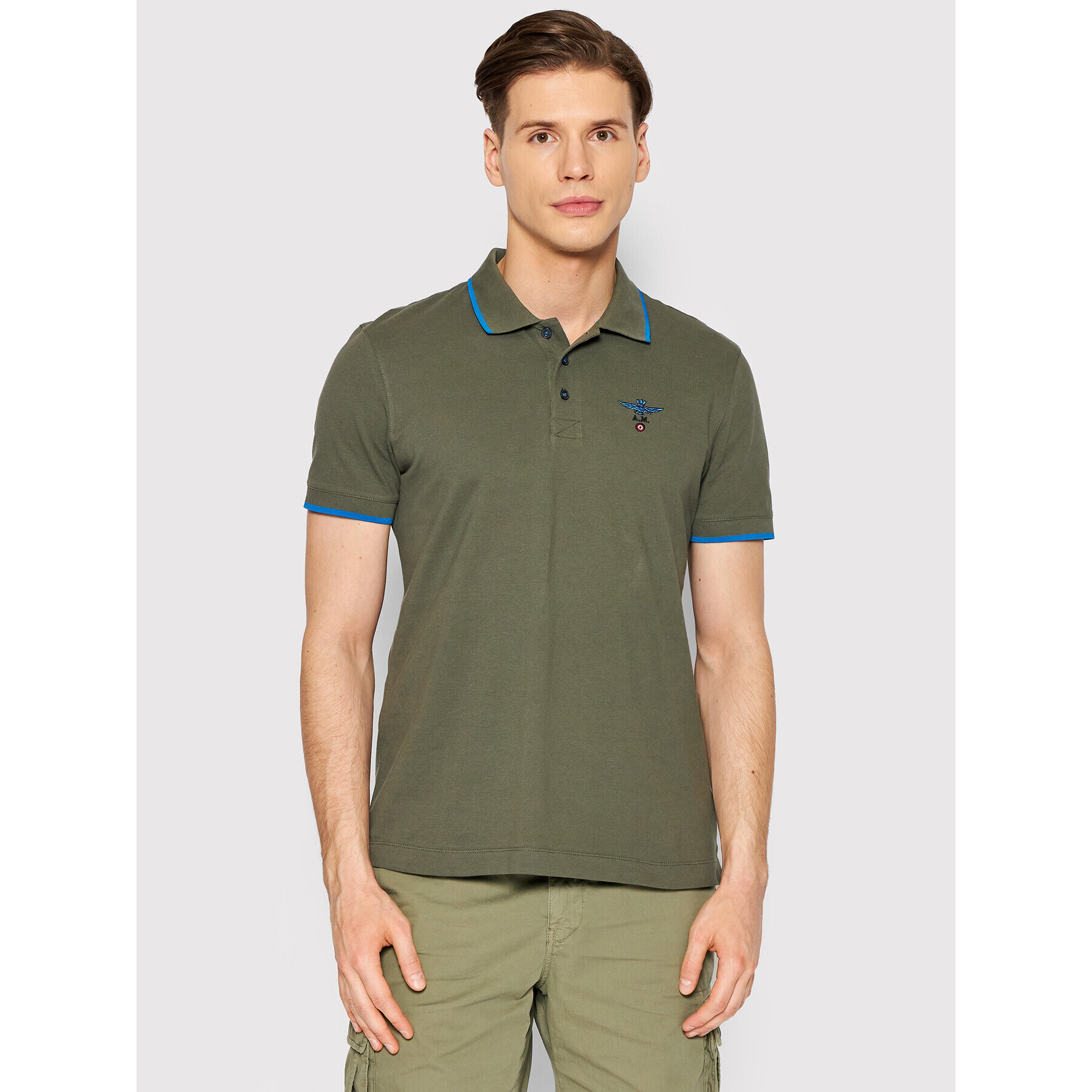 Aeronautica Militare Polokošile 221PO1604P82 Zelená Regular Fit - Pepit.cz