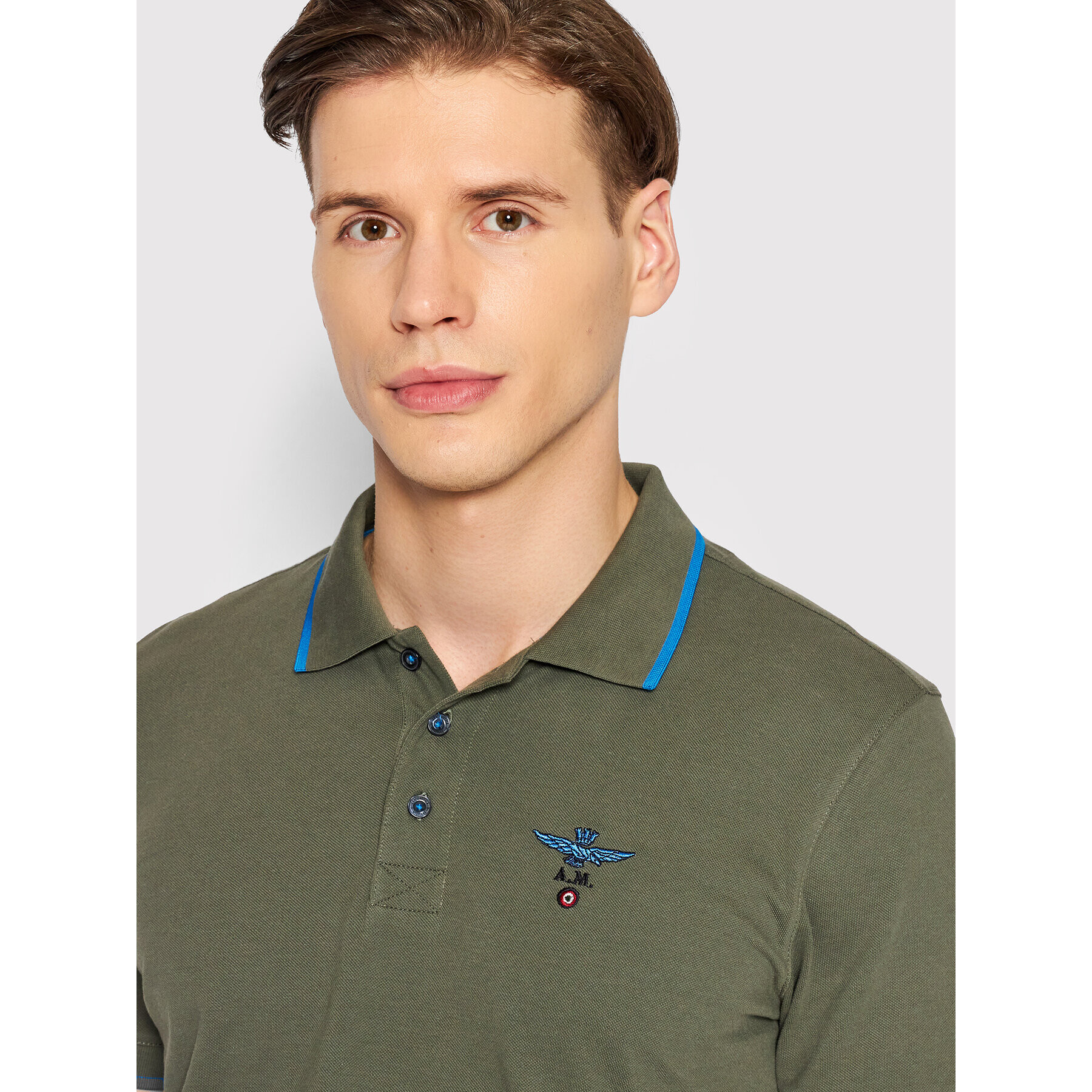 Aeronautica Militare Polokošile 221PO1604P82 Zelená Regular Fit - Pepit.cz