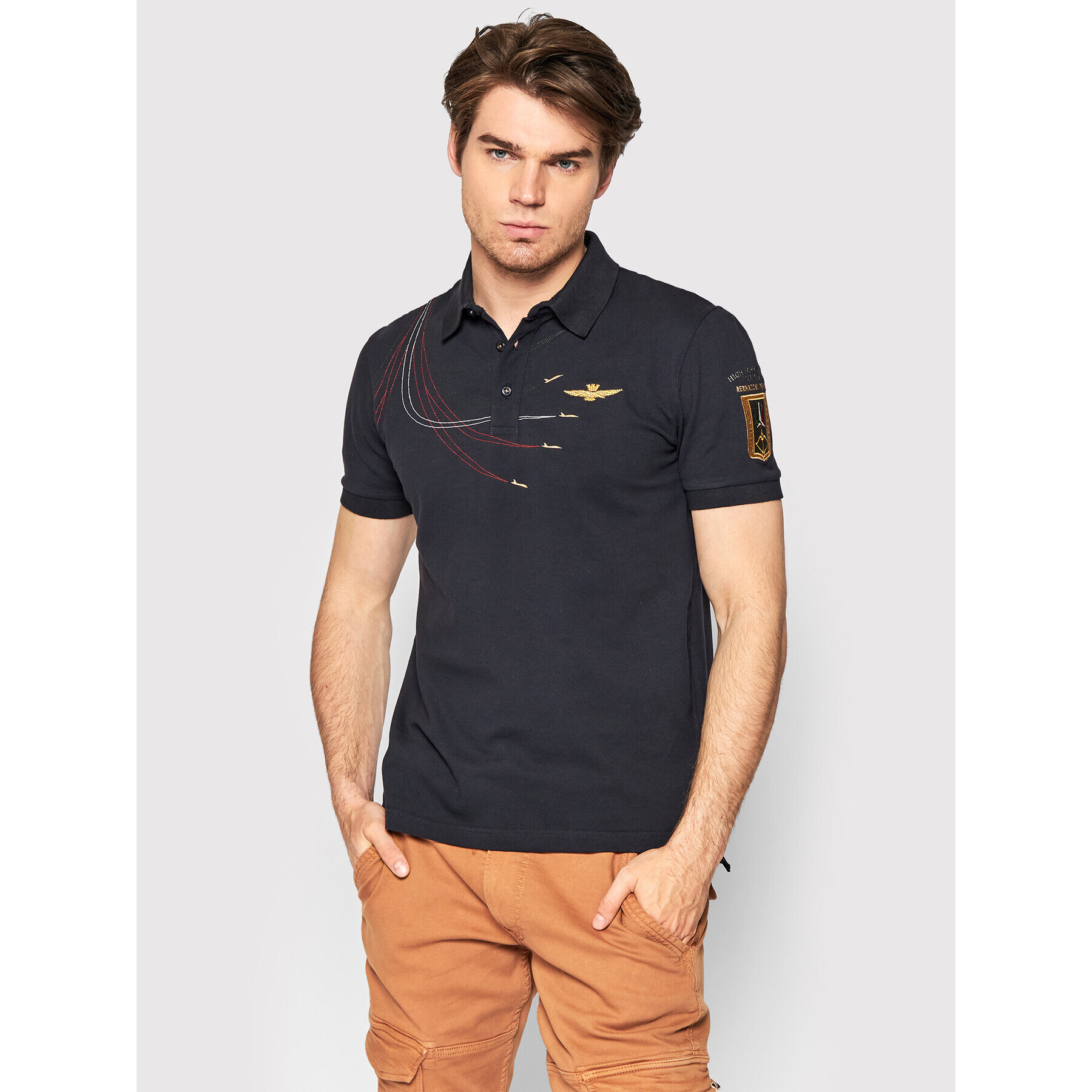 Aeronautica Militare Polokošile 221PO1605P191 Tmavomodrá Regular Fit - Pepit.cz